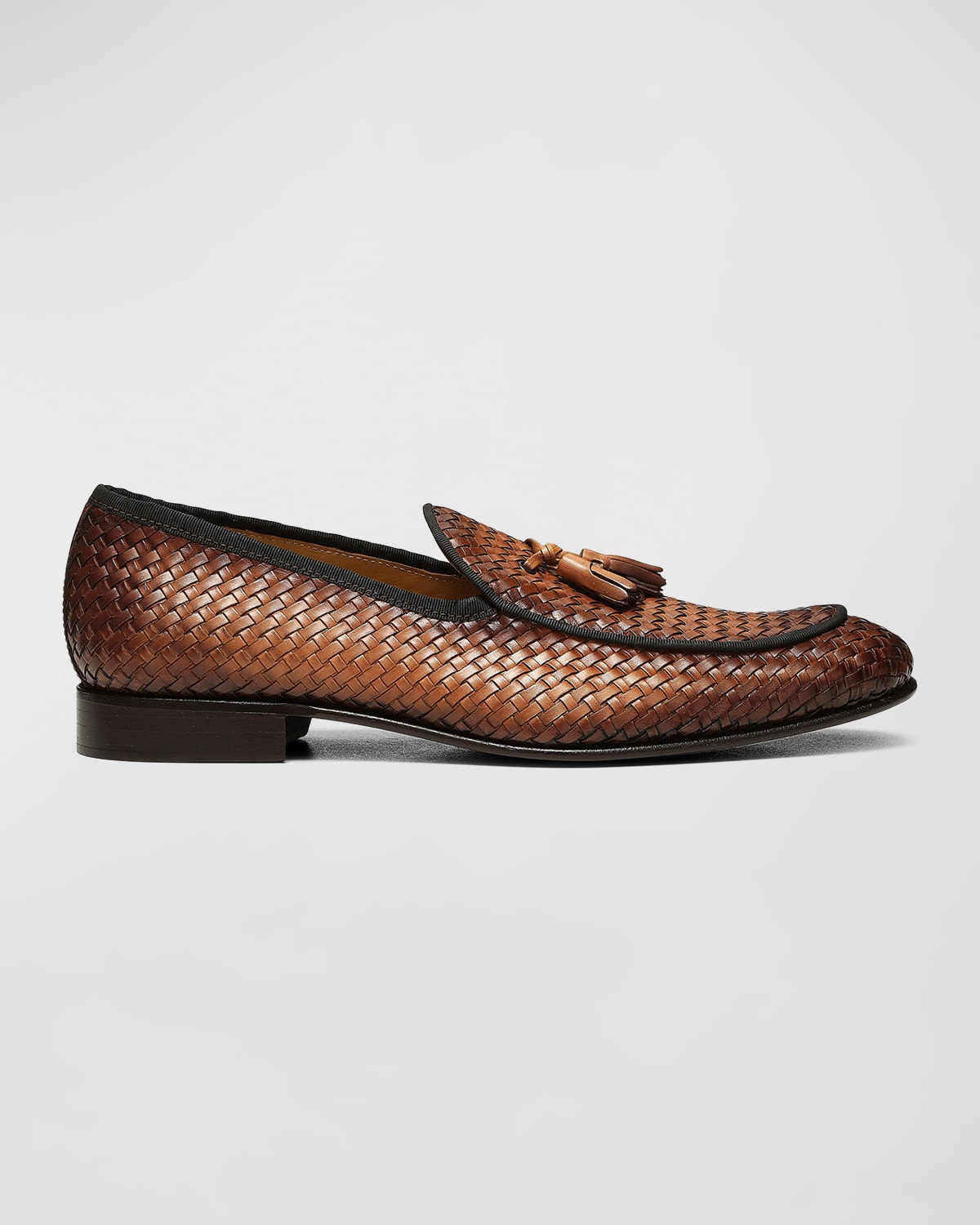 Donald J Pliner Men's Spirro Woven Leather Tassel Loafers In Cognac