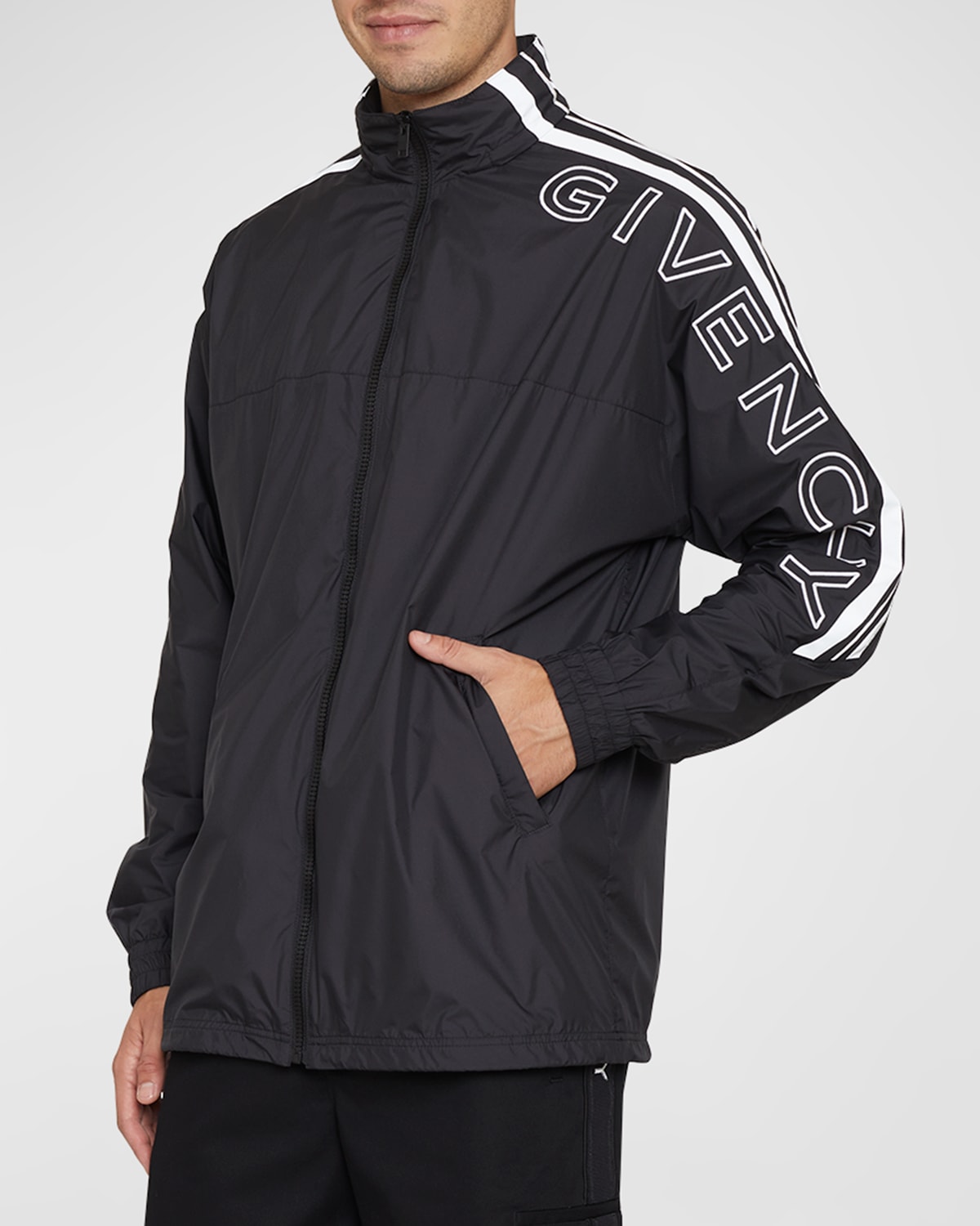 Givenchy Men s Nylon Logo Track Jacket In Black ModeSens