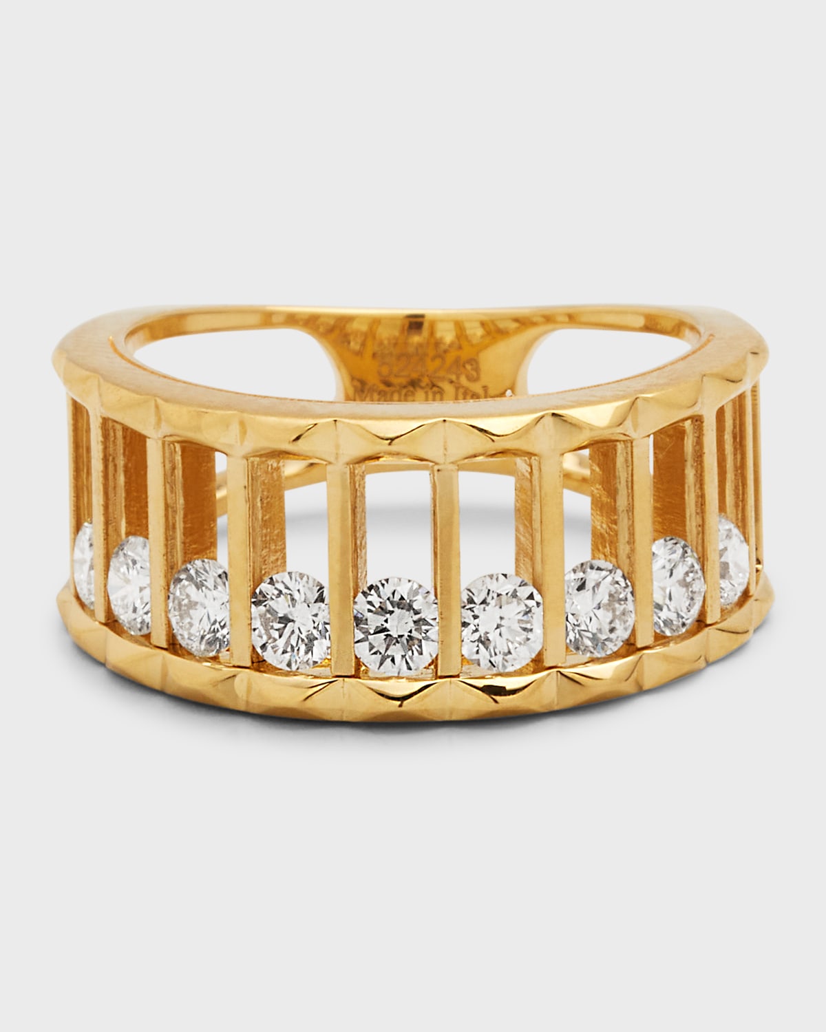 18K Yellow Gold Marquise Diamond Half Eternity Band Ring, Size 6.75