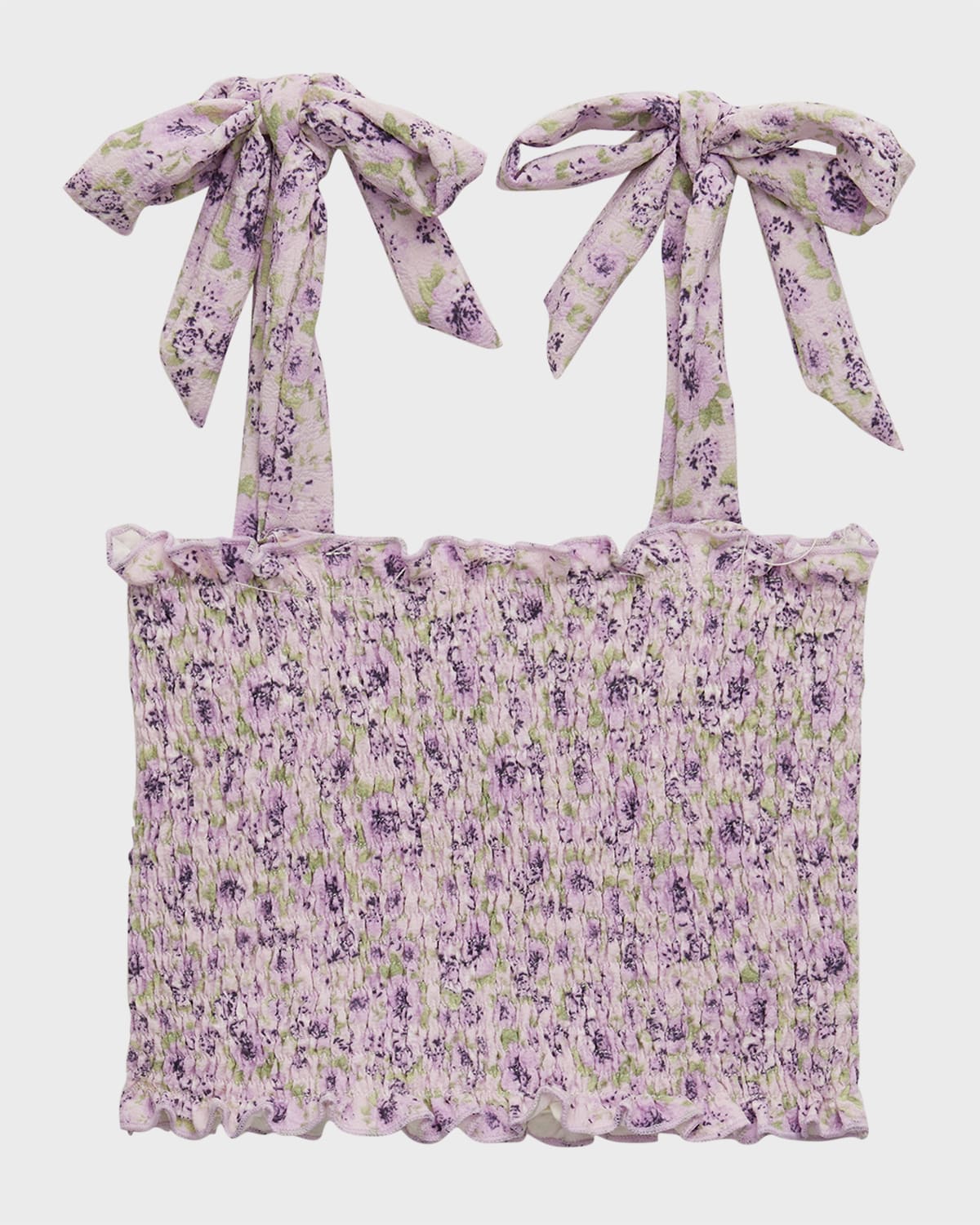 Flowers By Zoe Kids' Girl's Lilac-print Smocked Top In Purple