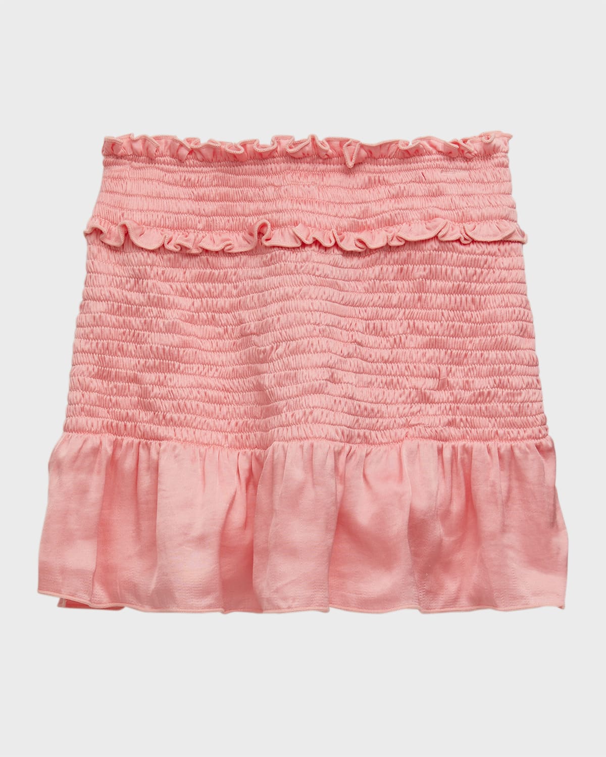 Girl's Smocked Ruffle Trim Skirt, Size S-XL