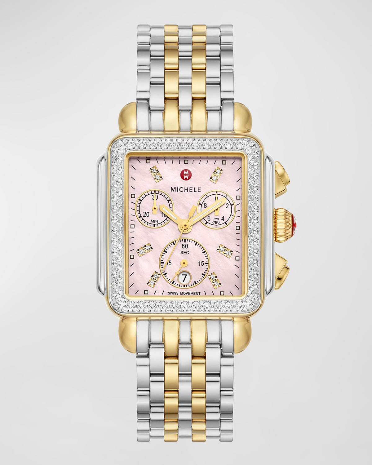 33mm Deco Diamond Two-Tone Bracelet Watch in Country Rose