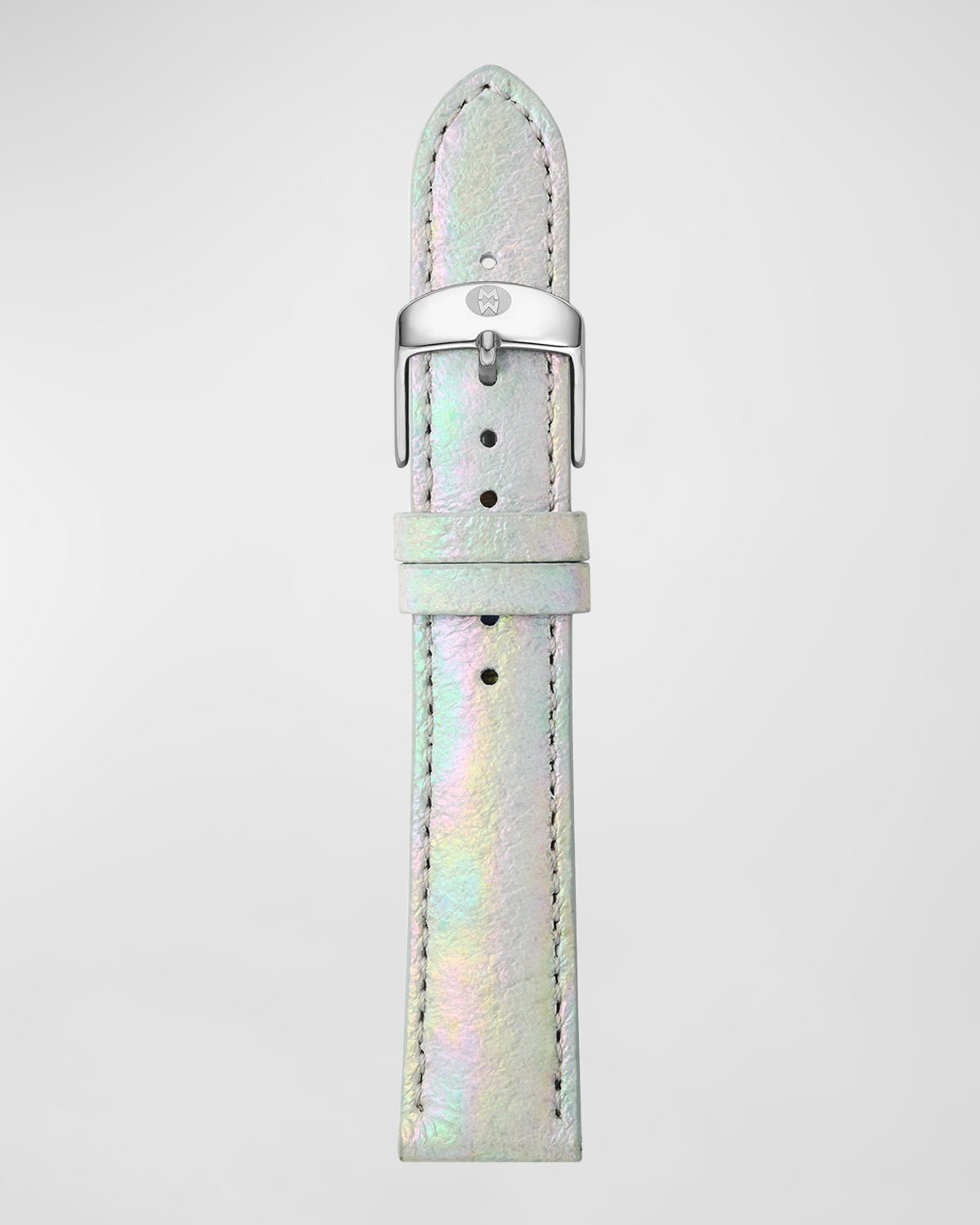 Michele 18mm Metallic Leather Watch Strap In Silver ModeSens