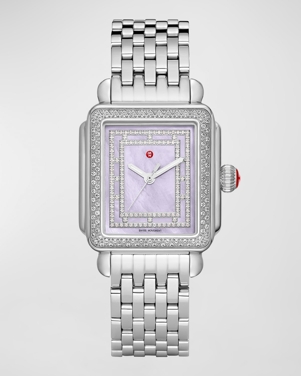 MICHELE LIMITED EDITION DECO MADISON DIAMOND AND LILAC MOTHER-OF-PEARL WATCH