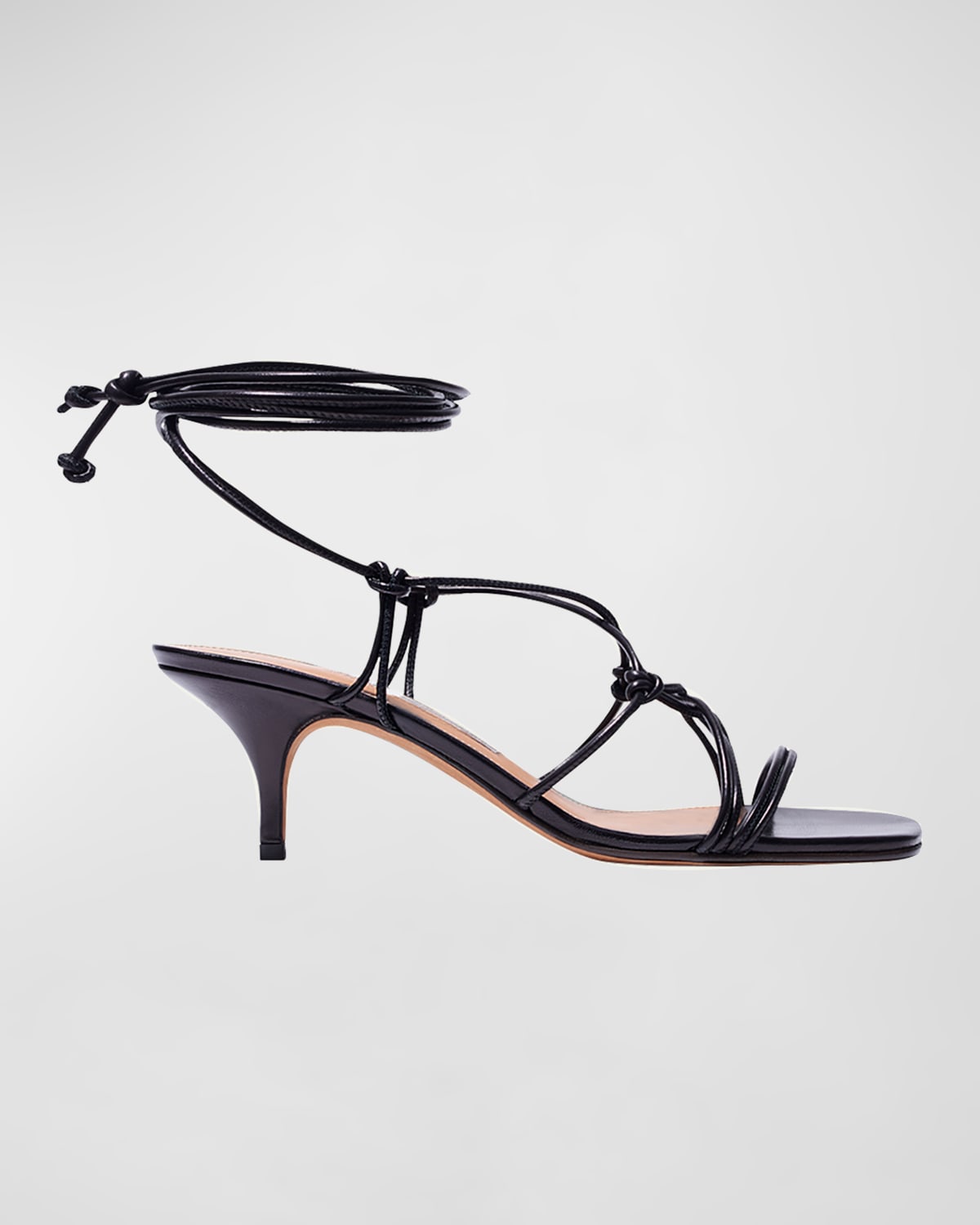 Emme Parsons Festa Knotted Leather Ankle-wrap Sandals In Black