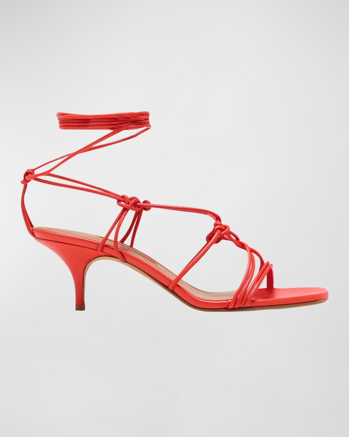 Emme Parsons Festa Knotted Leather Ankle-wrap Sandals In Red