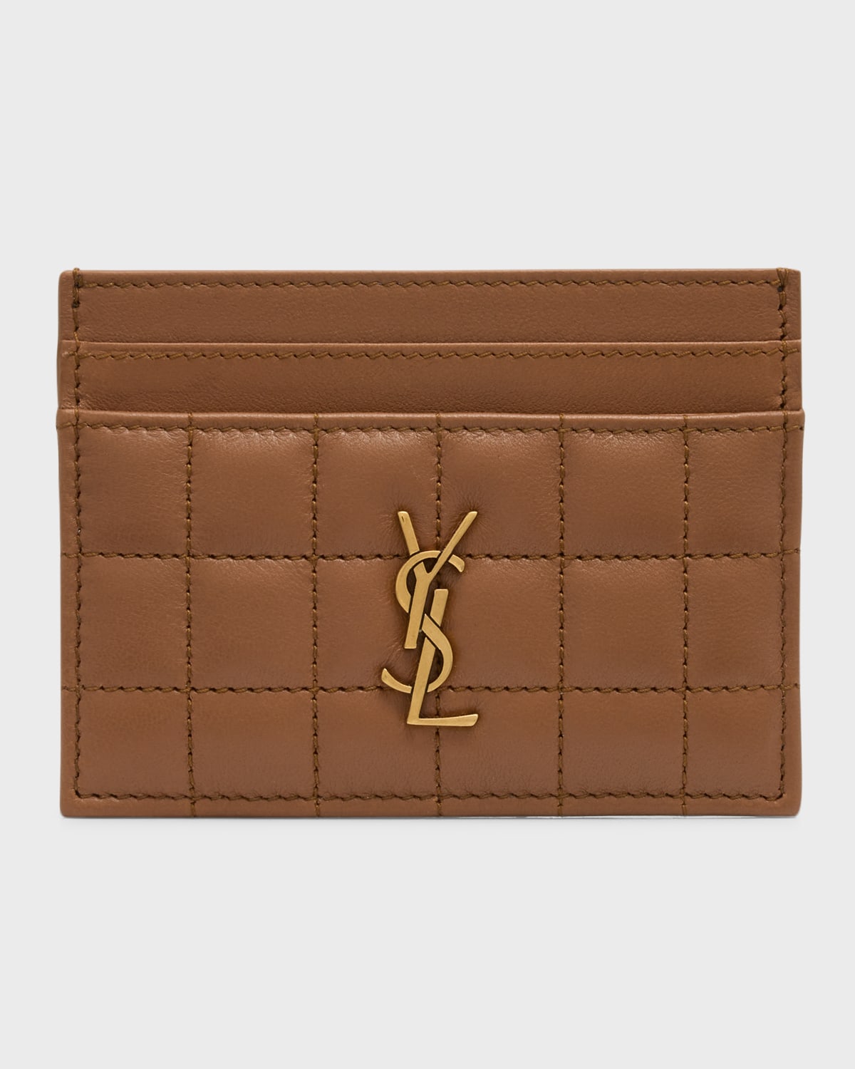 SAINT LAURENT CASSANDRE YSL CARD CASE IN QUILTED SMOOTH LEATHER