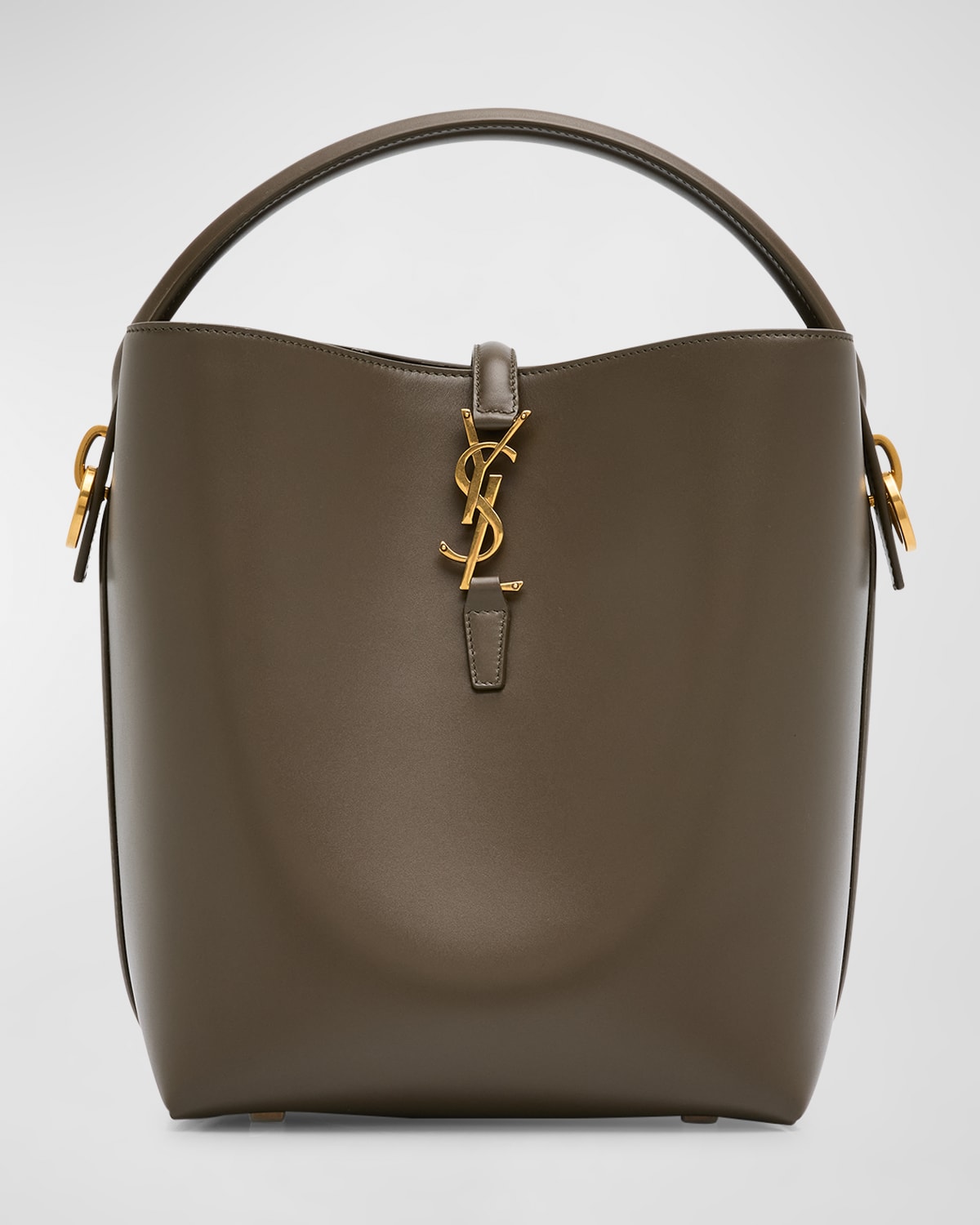 Saint Laurent Le 37 Ysl Bucket Bag In Smooth Leather In Deep Musk
