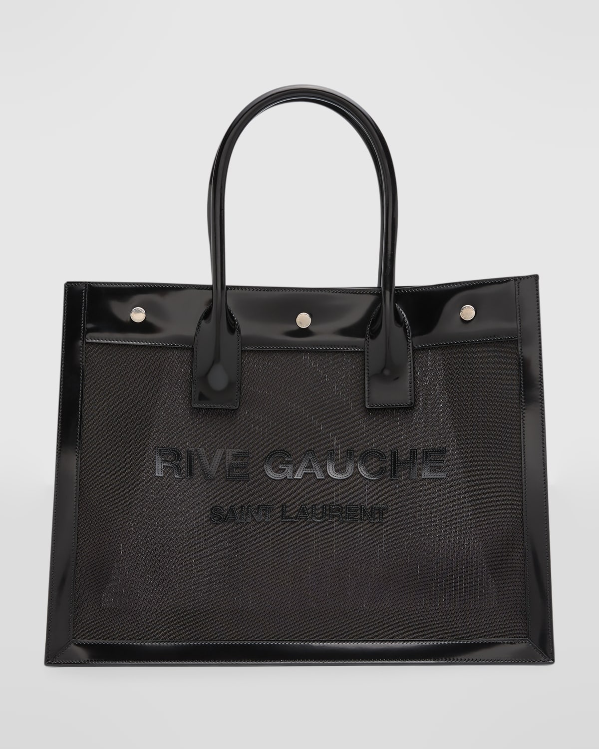 Saint Laurent Rive Gauche Small Ysl Mesh Tote Bag In Black