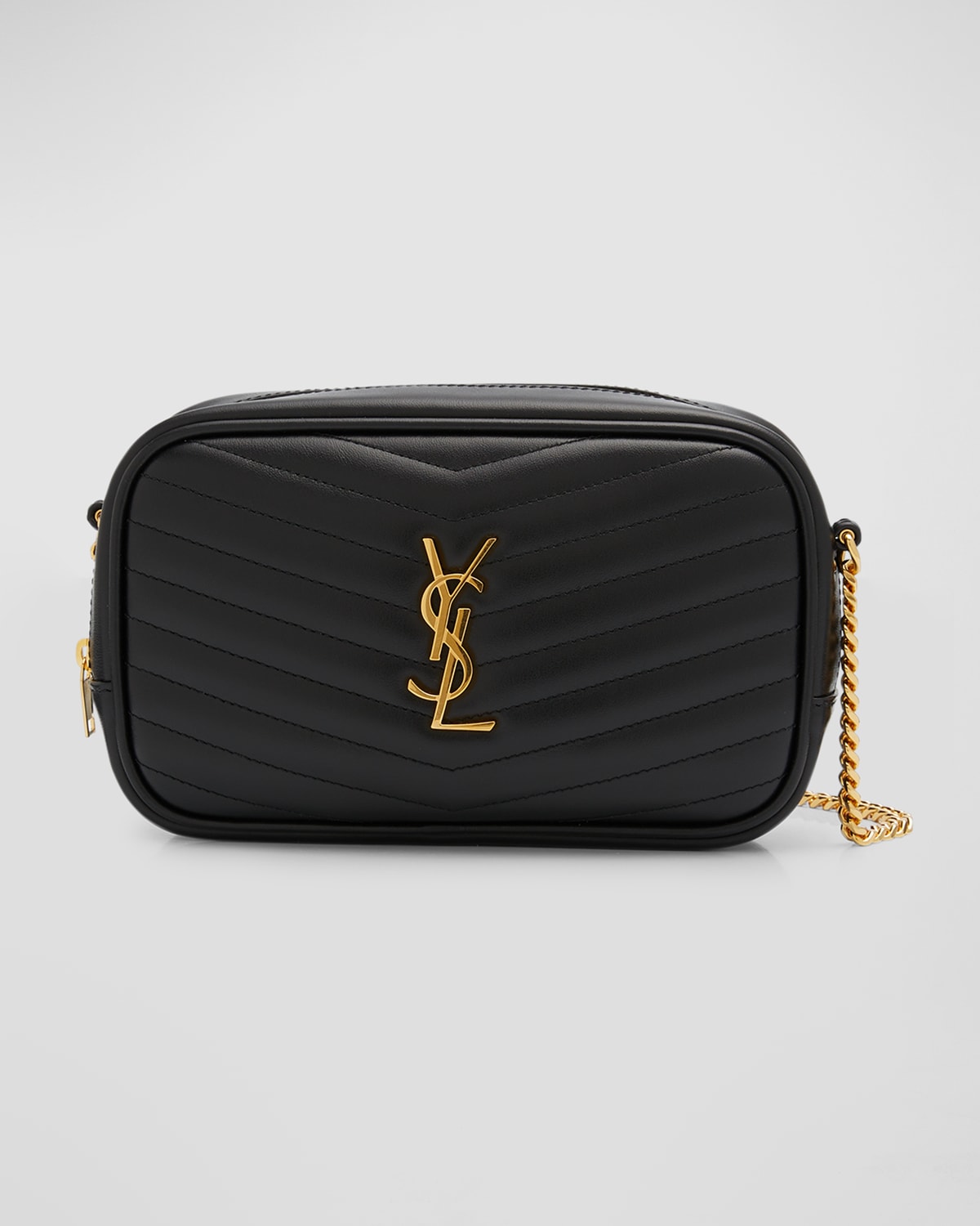 Lou Mini YSL Camera Bag in Smooth Quilted Leather