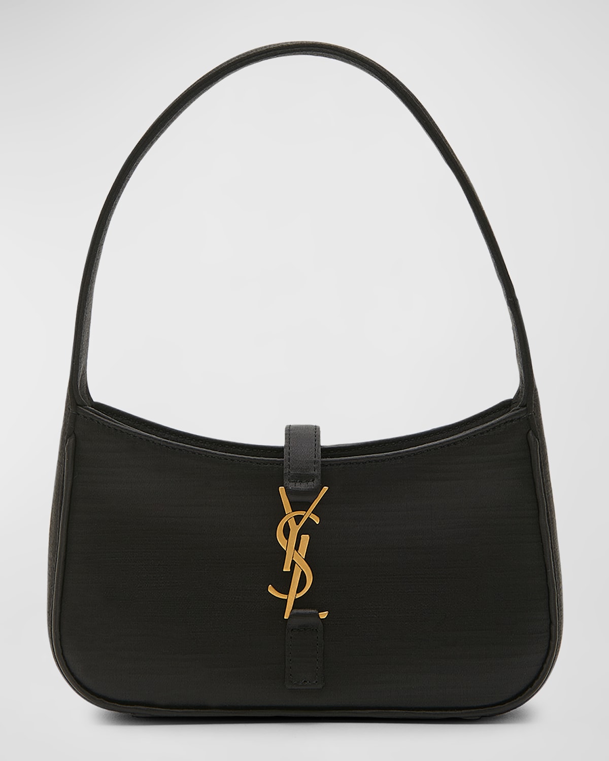 Saint Laurent Le 5 A 7 Mini Ysl Shoulder Bag In Satin In Black