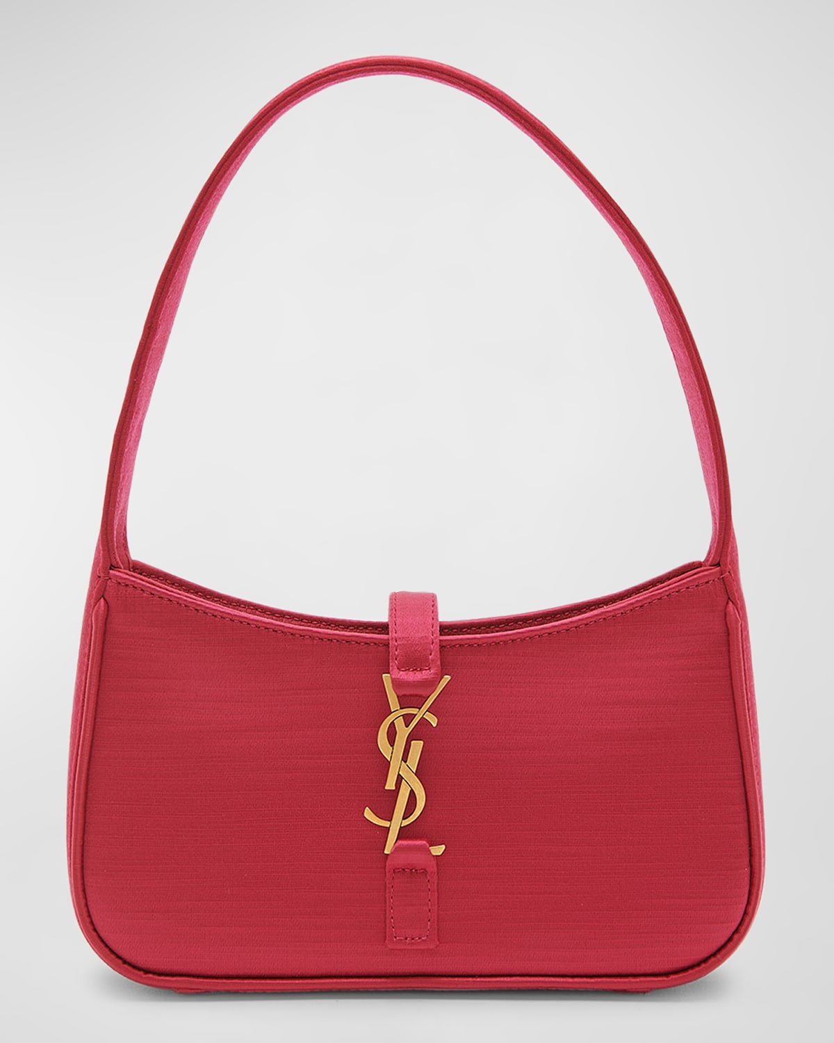 Saint Laurent Le 5 A 7 Mini Ysl Shoulder Bag In Satin In Fuchsia
