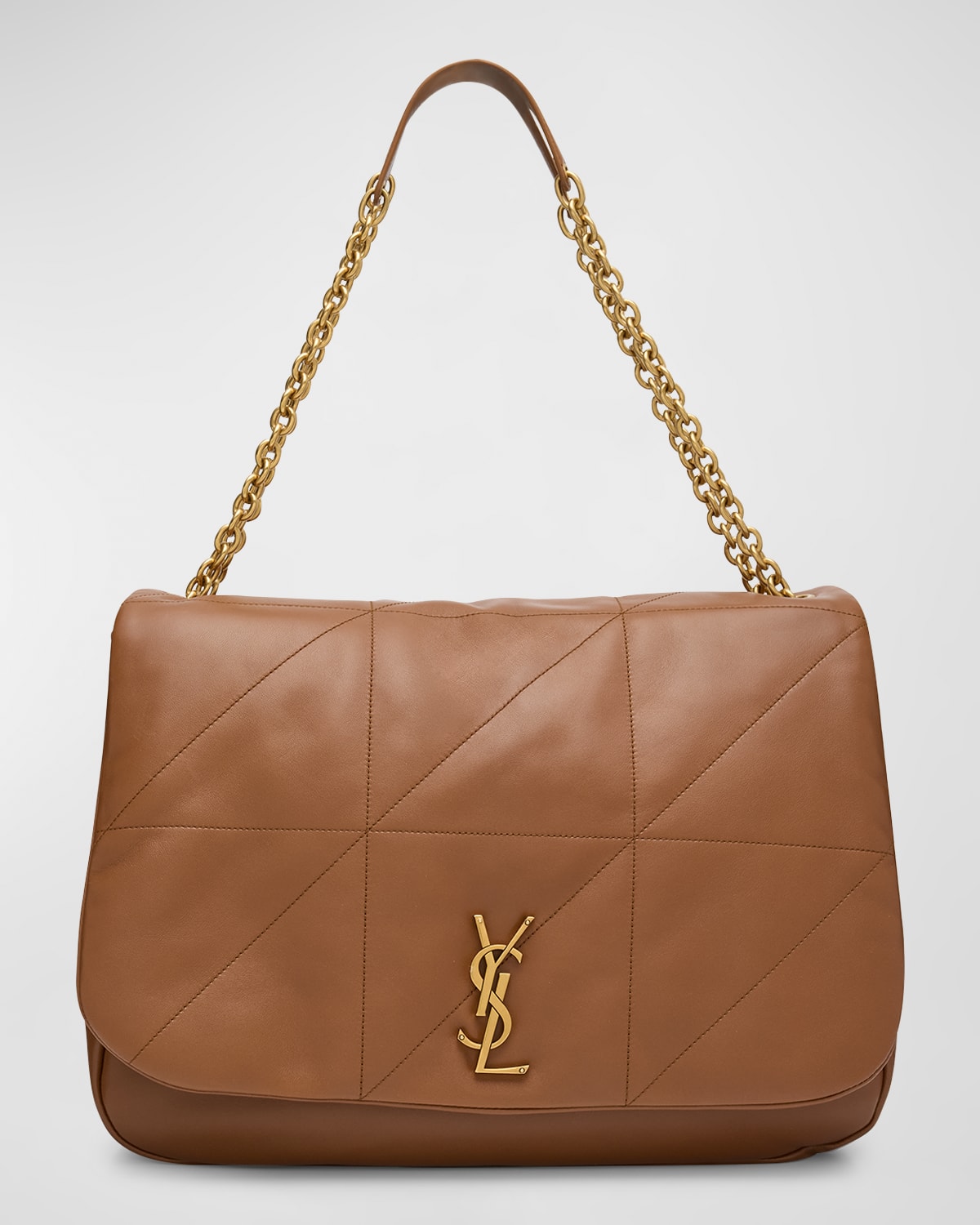 Saint Laurent Jamie 4.3 Maxi Ysl Shoulder Bag In Smooth Leather In Light Fox
