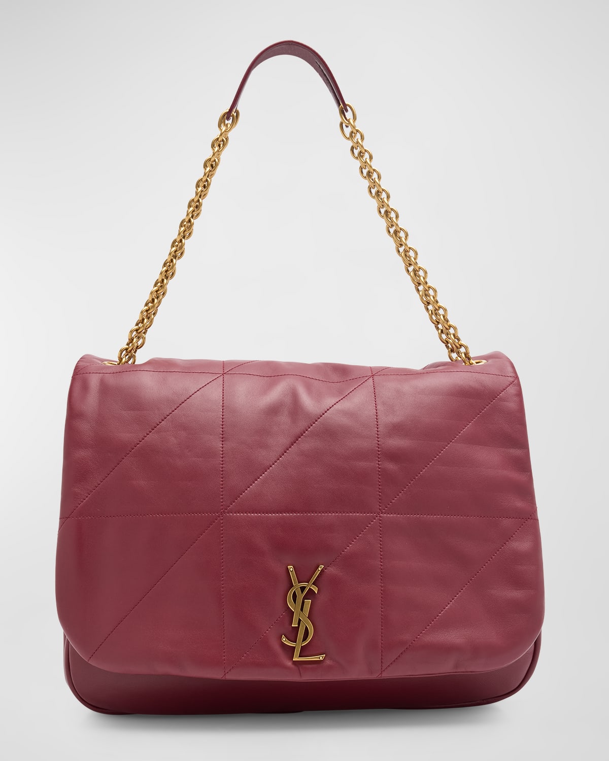 Saint Laurent Jamie 4.3 Maxi Ysl Shoulder Bag In Smooth Leather In New Dark Bordeaux