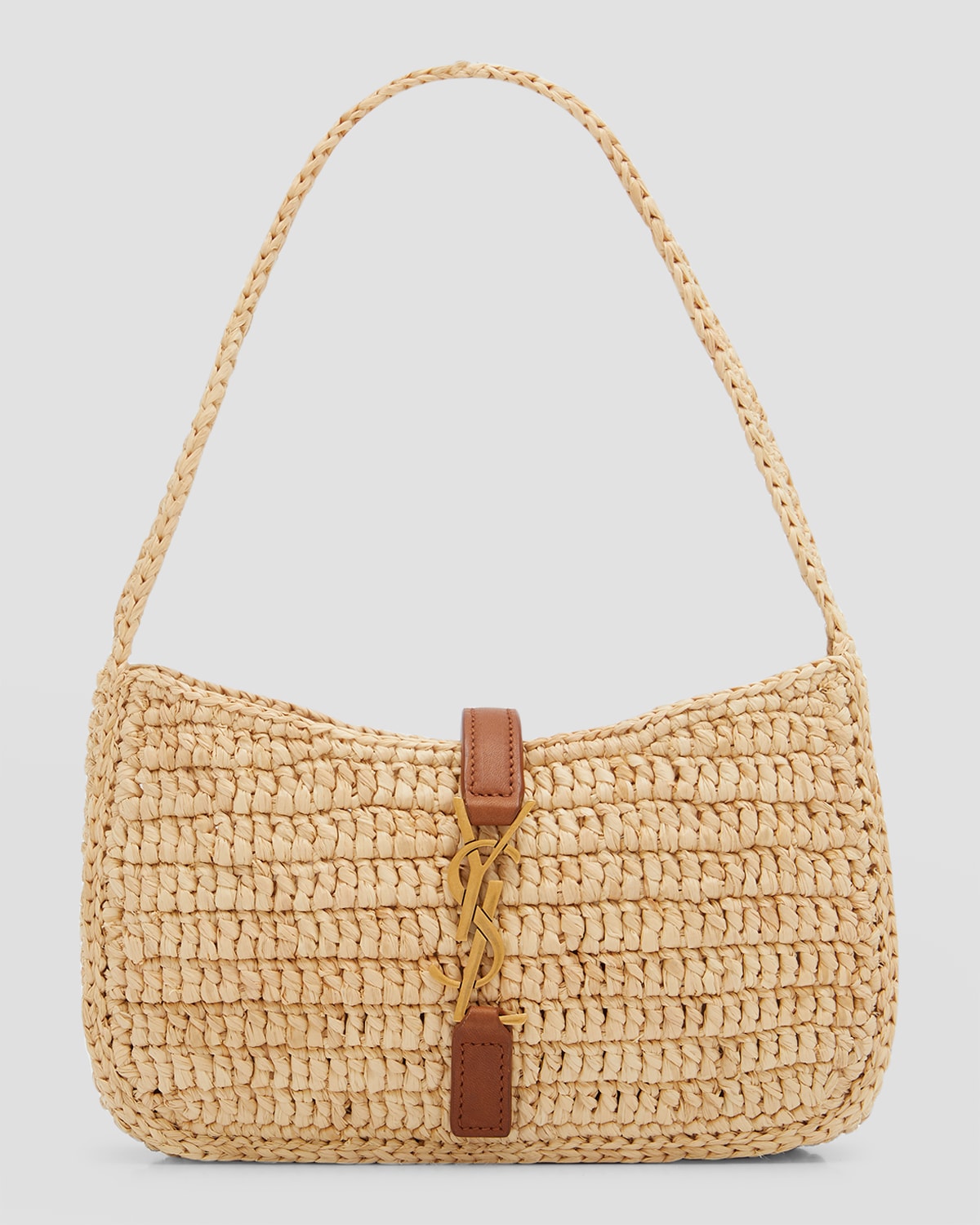 Saint Laurent Sac YSL Round Raffia Crossbody Bag