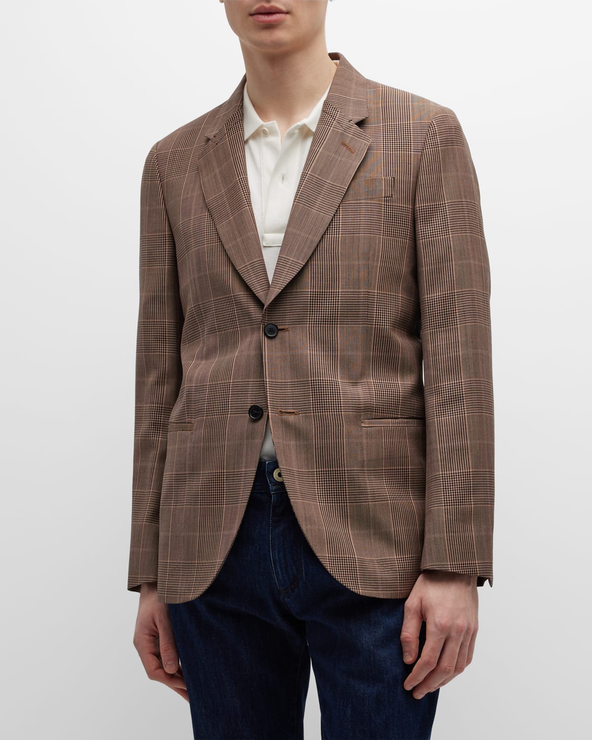 Men's Two-Button Plaid Sport Coat