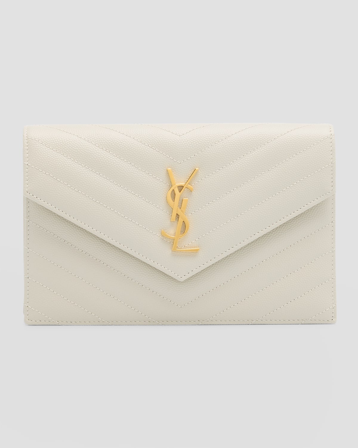 Tricolor YSL Monogram Small Envelope Leather Wallet On Chain