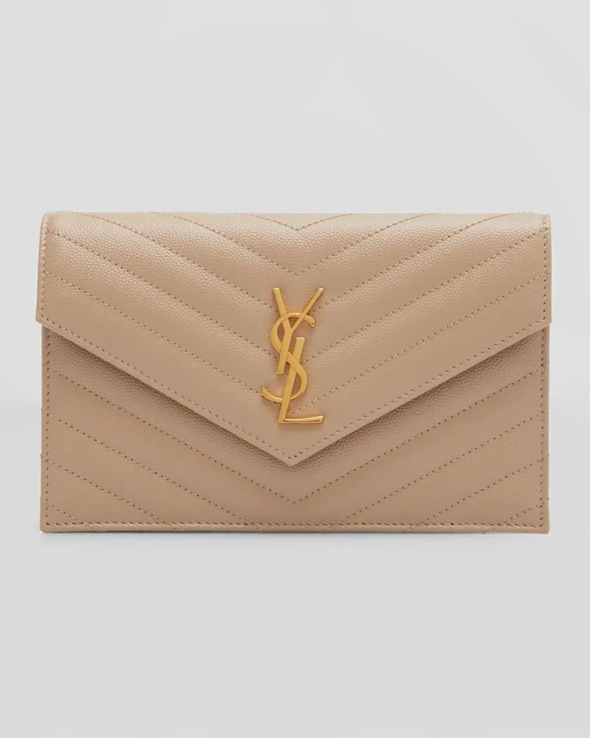 YSL Monogram Small Wallet on Chain in Grained Leather