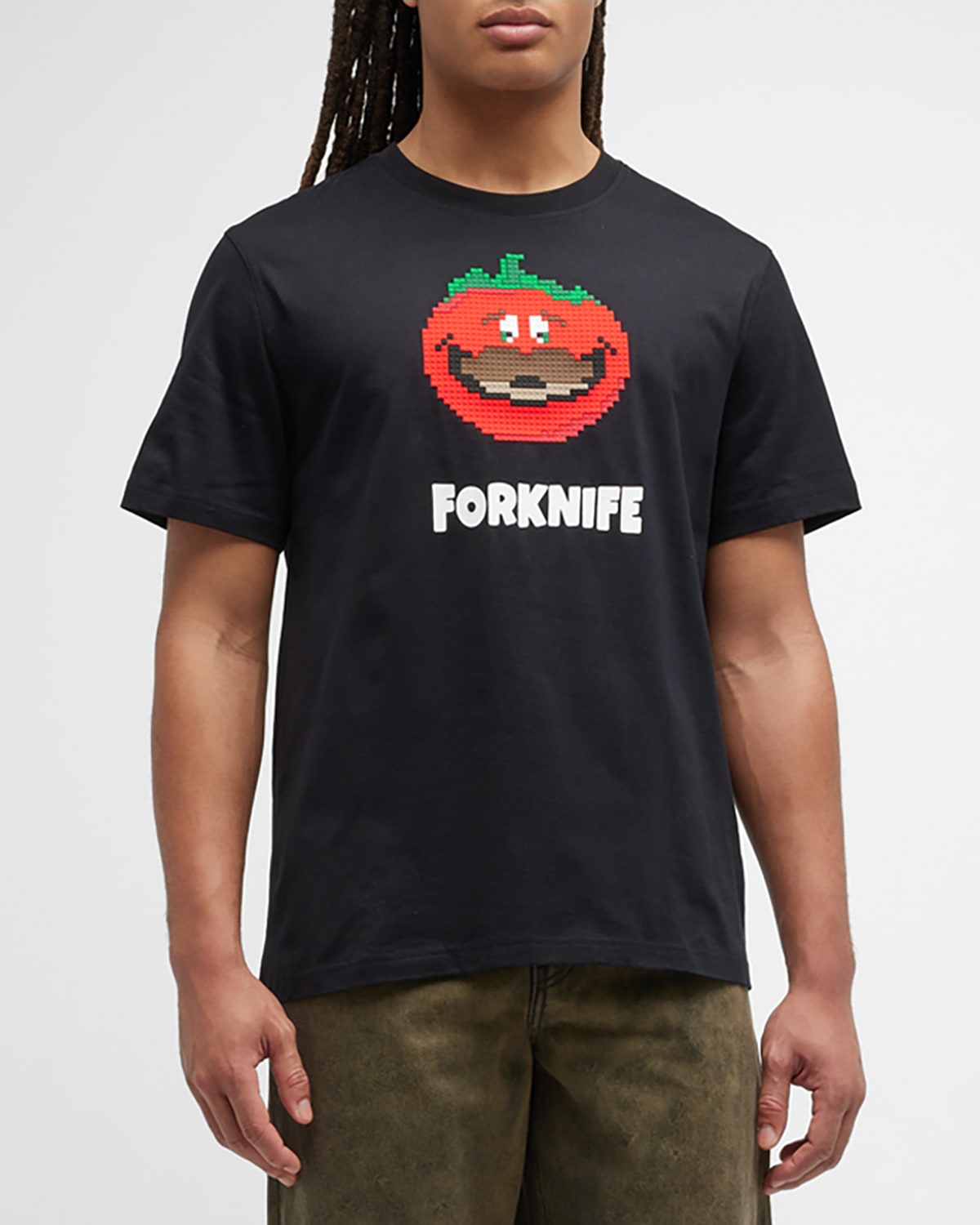 Men's Forknife 8-bit Applique T-shirt In Black