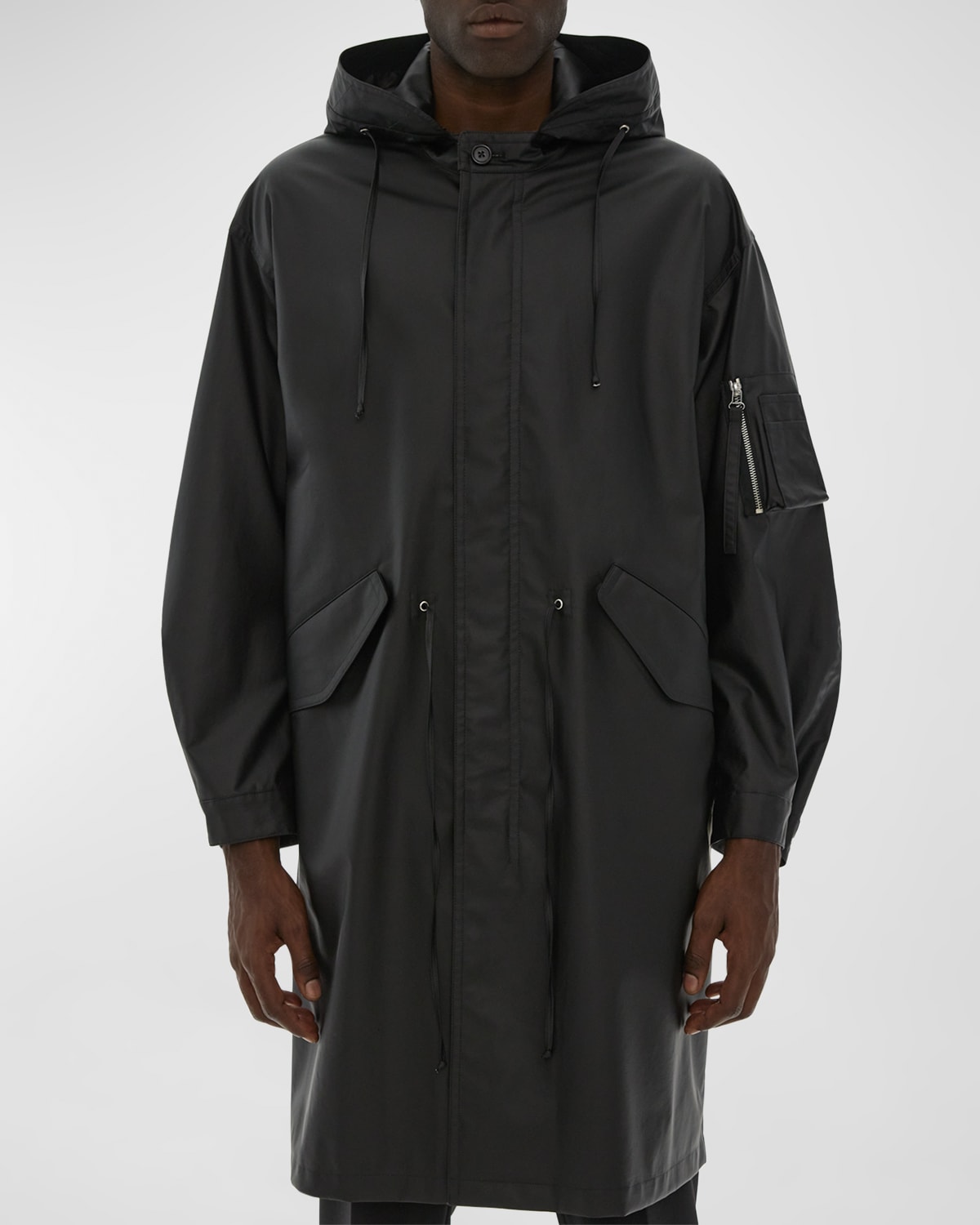 Helmut Lang Men's Rubber Laminated Parka Jacket In Blk