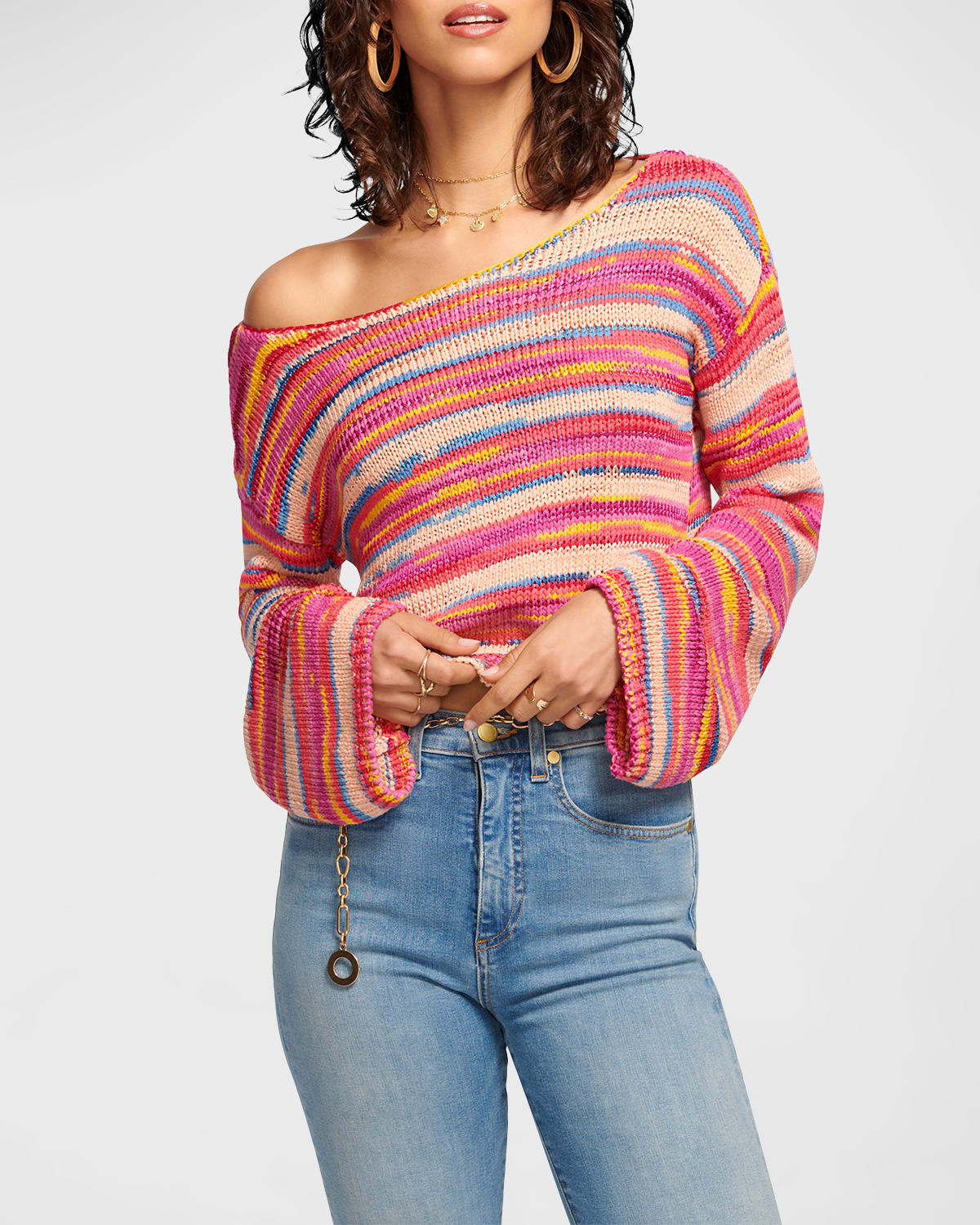 Abra Open-Neck Cropped Sweater