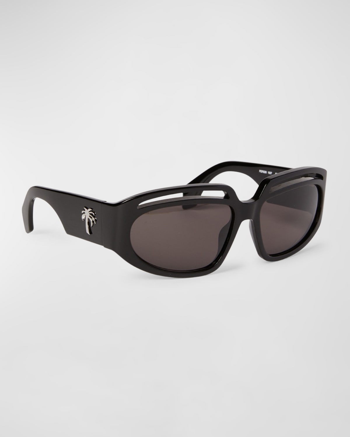 Shop Palm Angels Heights Square Acetate Sunglasses In Black Dark Grey