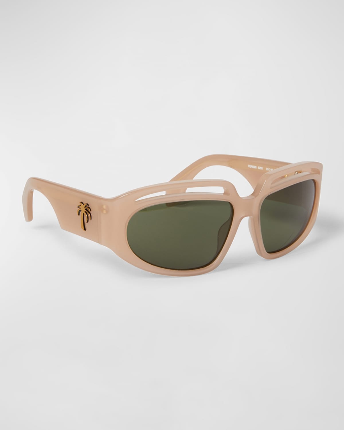 Shop Palm Angels Heights Square Acetate Sunglasses In Camel Green