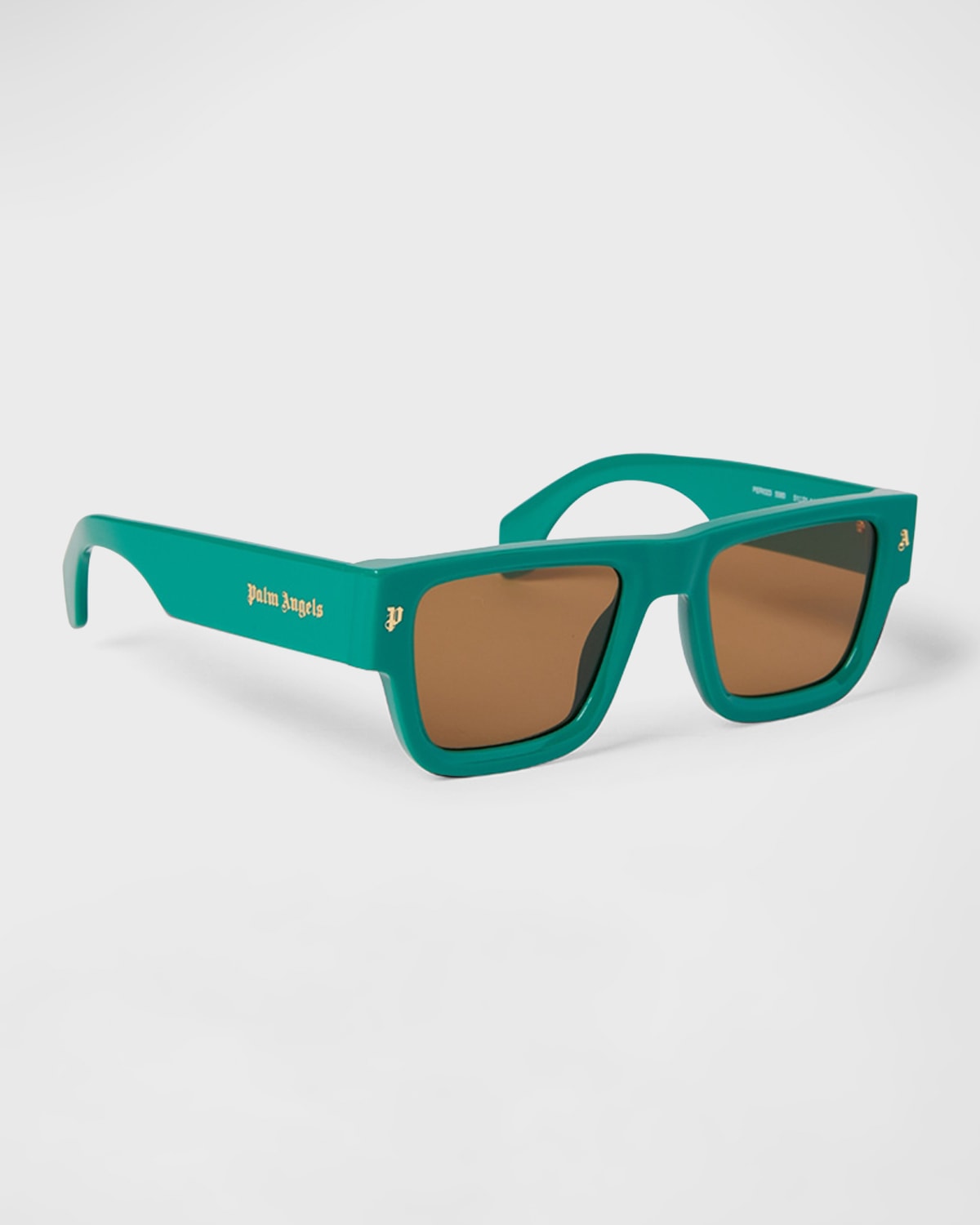 Palm Angels Palisade Square Acetate Sunglasses In Green Brown