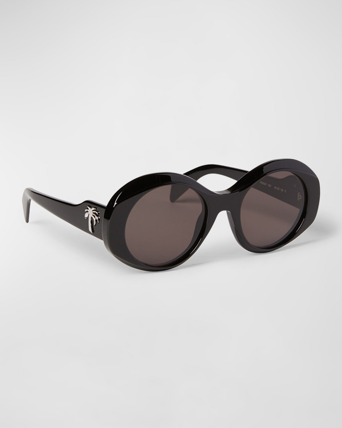Shop Palm Angels Doyle Acetate Oval Sunglasses In Black Dark Grey