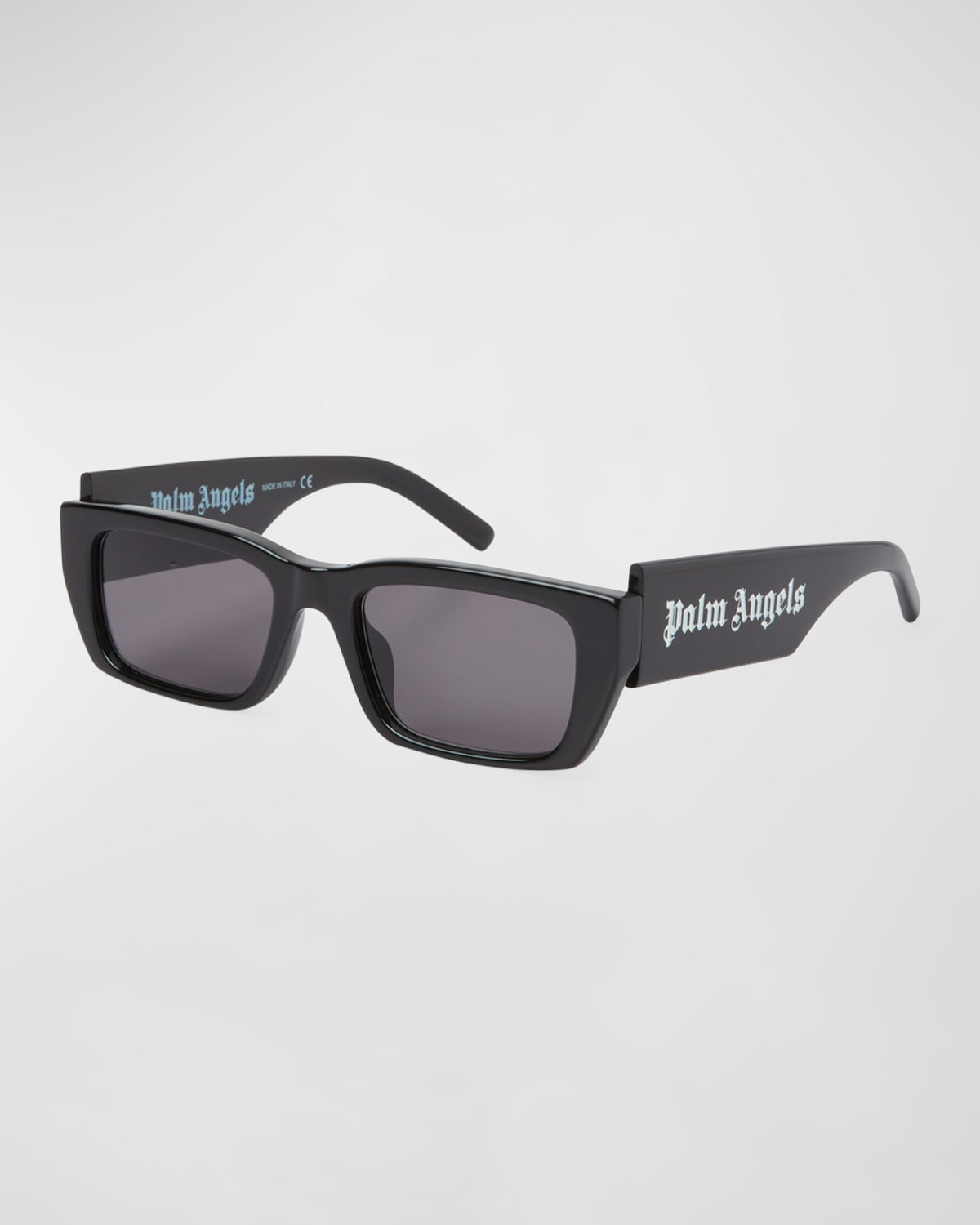 Palm Angels Palm Oversized Logo Acetate Rectangle Sunglasses In Black Dark Grey