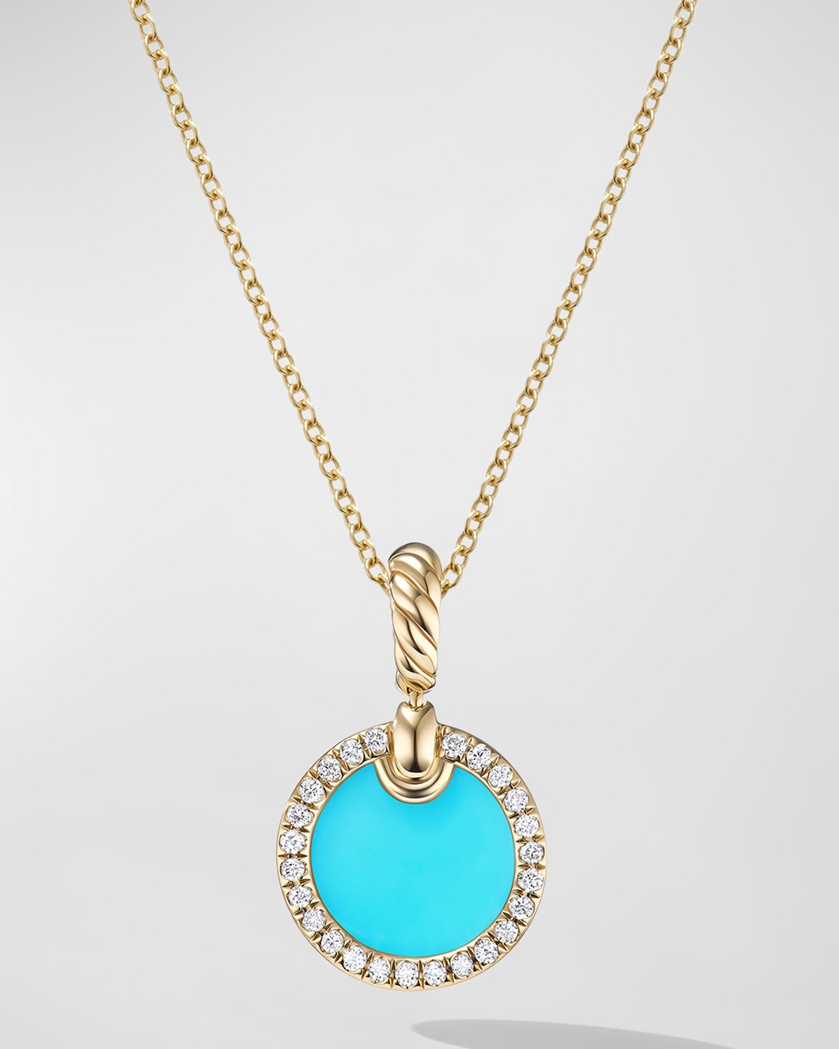 David Yurman Dy Elements Pendant Necklace With Gemstone And Diamonds In 18k Gold, 17.8mm, 16-18"l