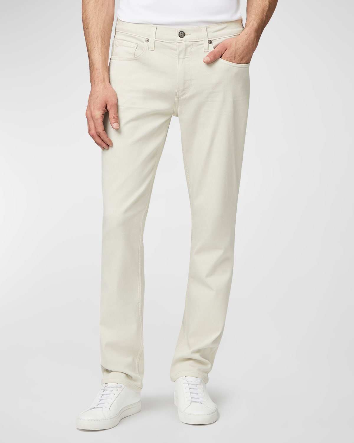 Paige Lennox Slim Fit Corduroy Pants In Ivory Cream In Vintage Biscotti
