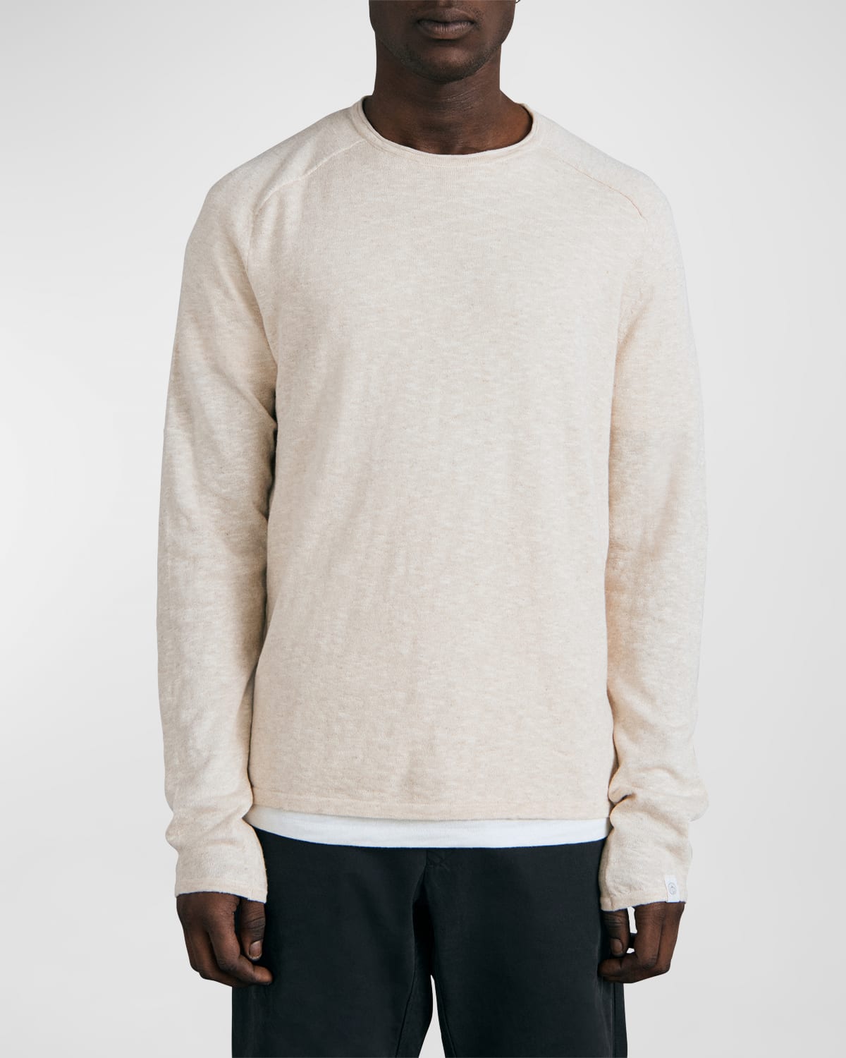 Rag & Bone Off-white Garment Dyed Long Sleeve T-shirt In Raw