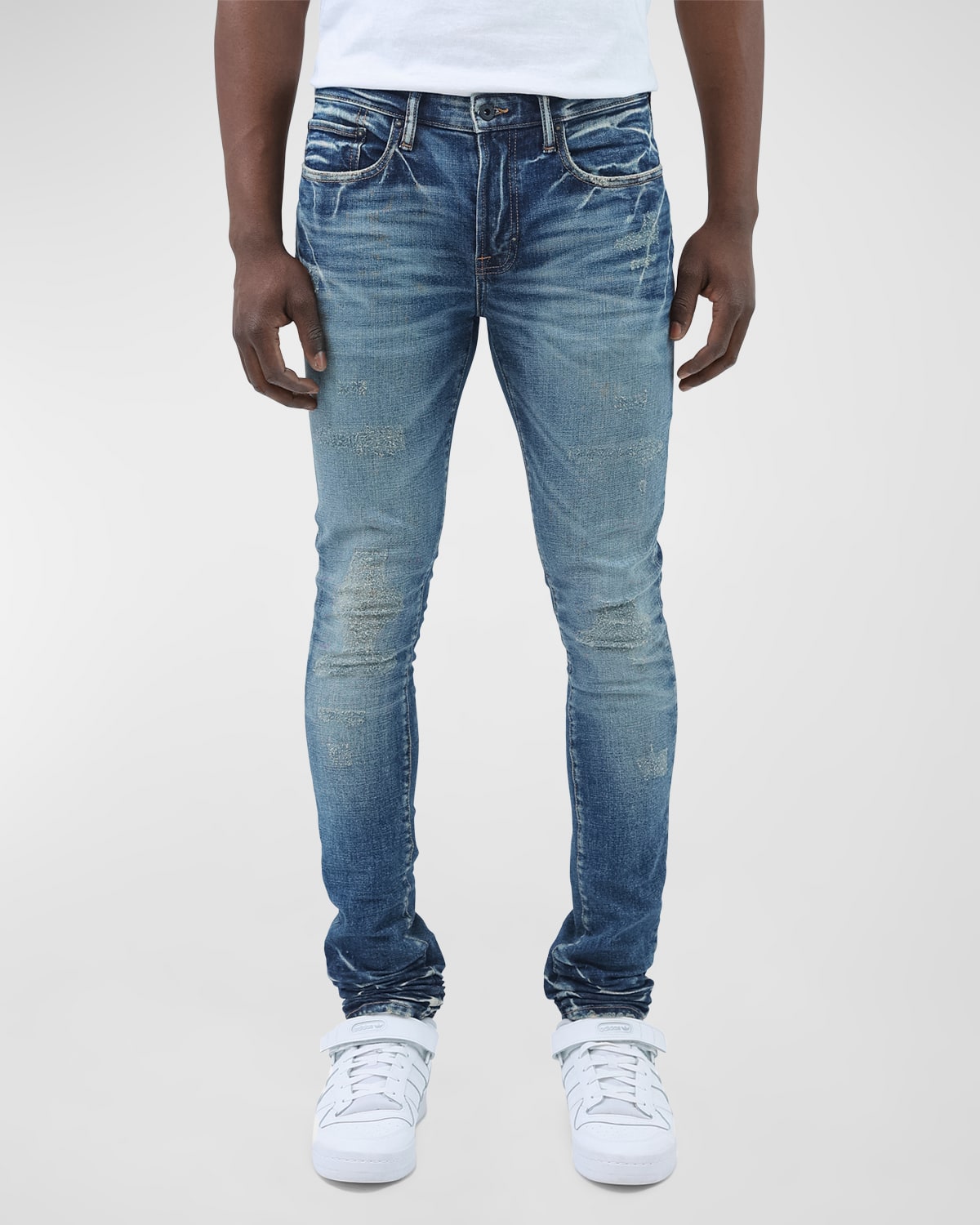 Shop Prps Men's Elegiac Distressed Skinny Jeans In Medium Indigo