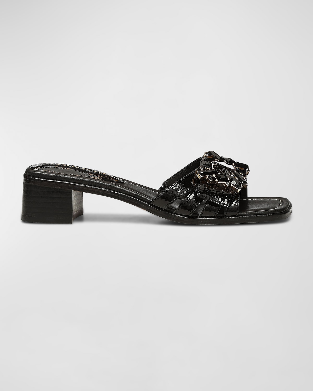 Donald J Pliner Belamy Patent Jewel Mule Sandals In Blk