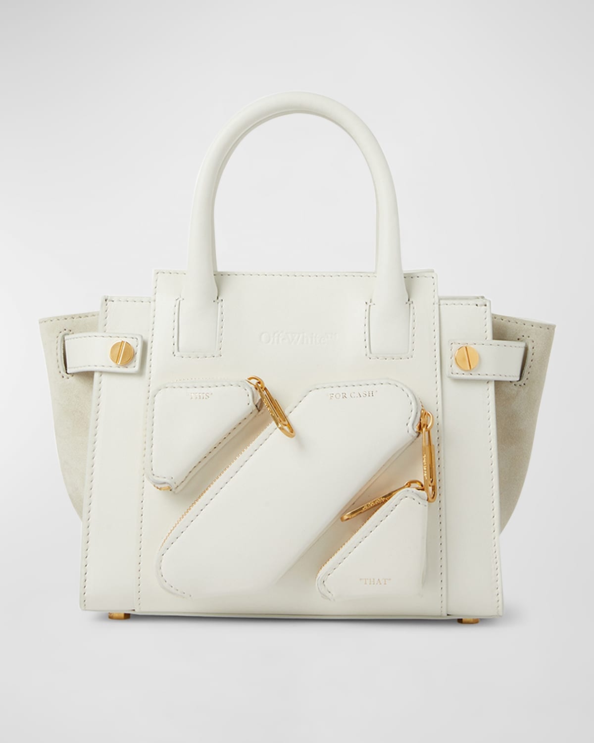 City Small Mix Leather Tote Bag In White