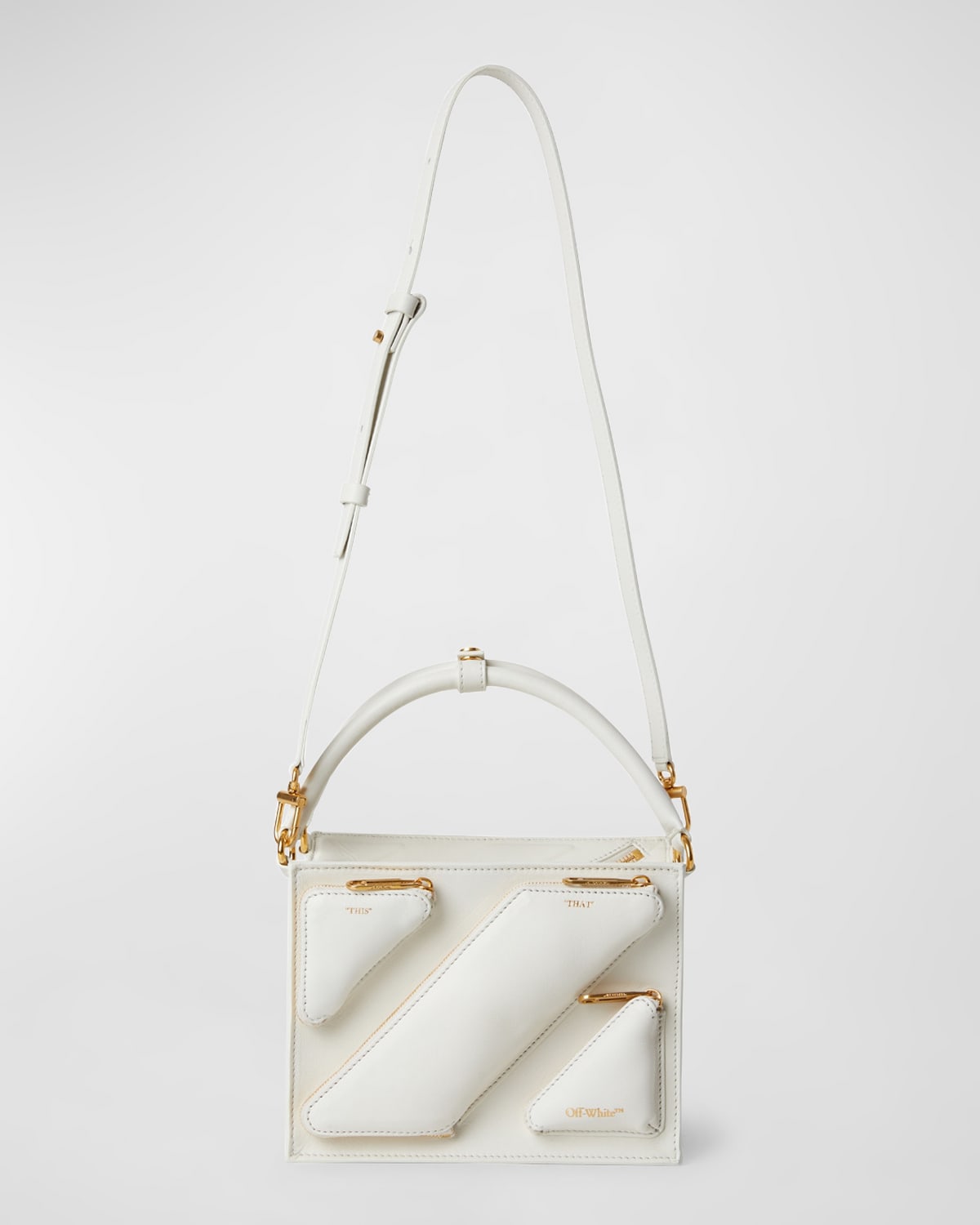 Off-white Beatbox Small Zip Leather Shoulder Bag In White