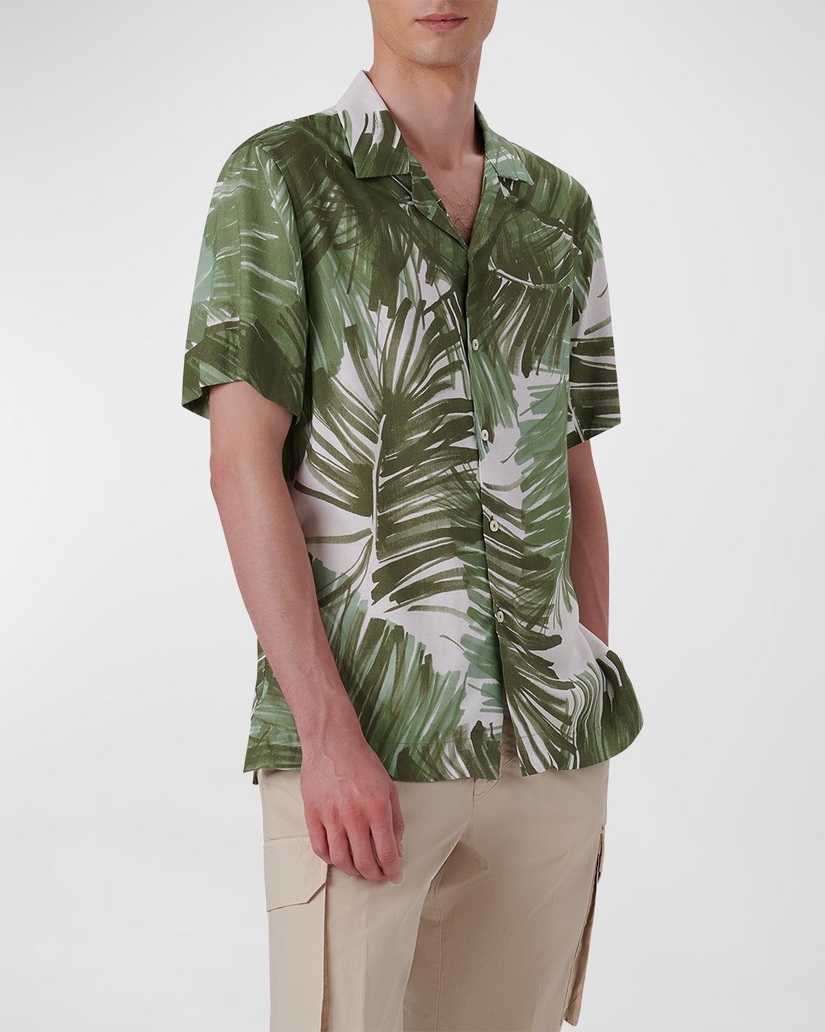 Bugatchi Men's Jackson Abstract-printed Woven Camp Shirt In Cactus