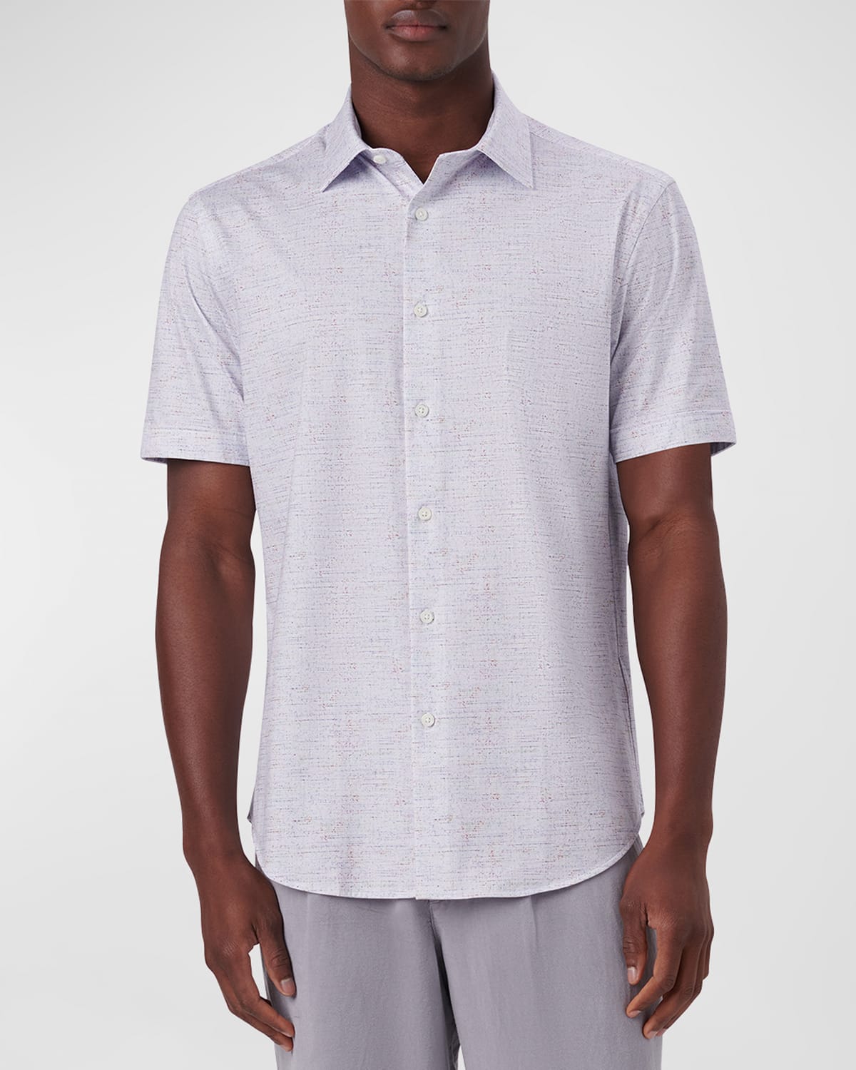 Bugatchi Men's Ooohcotton Tech Marled-print Sport Shirt In White