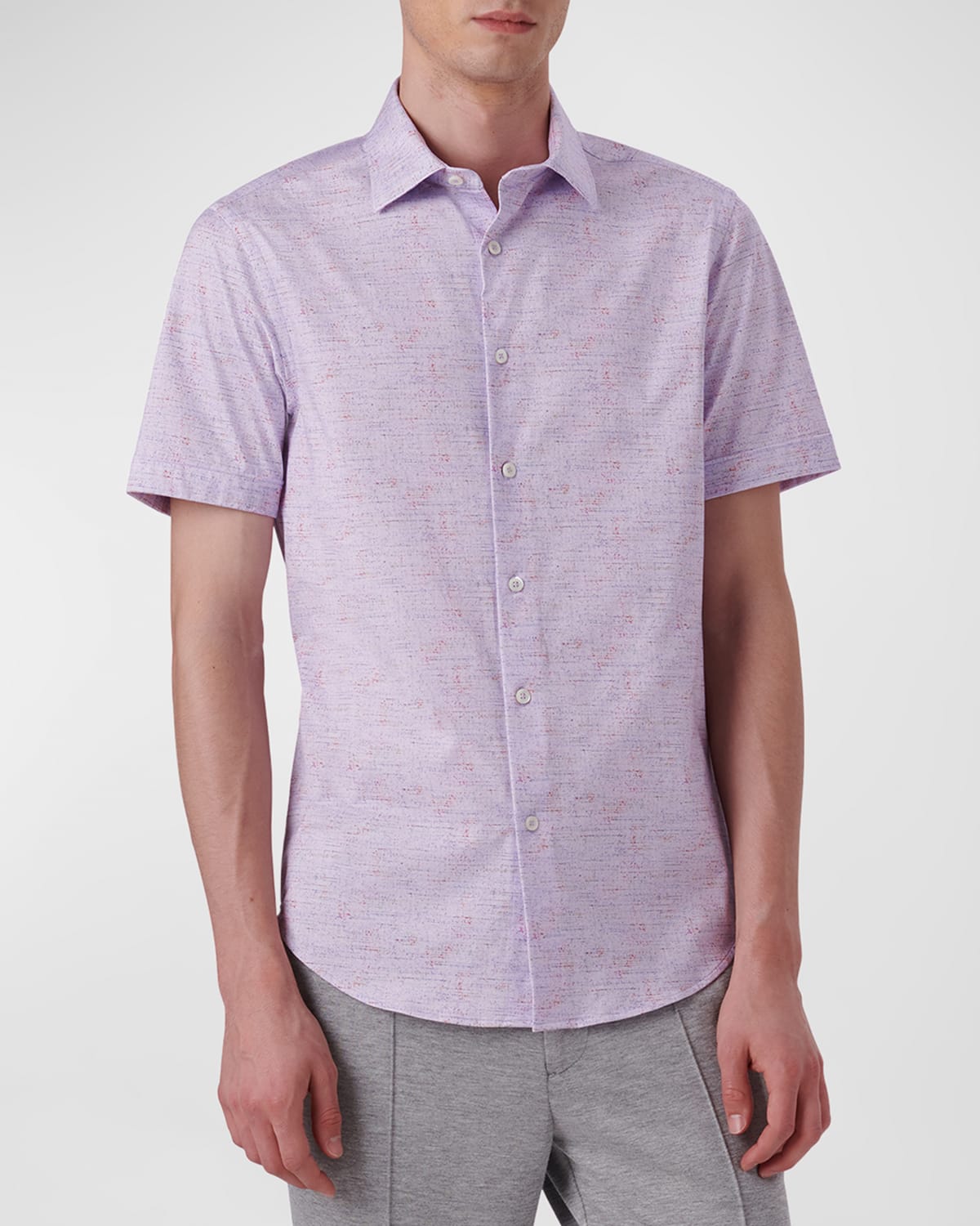 Bugatchi Men's Ooohcotton Tech Marled-print Sport Shirt In Lilac