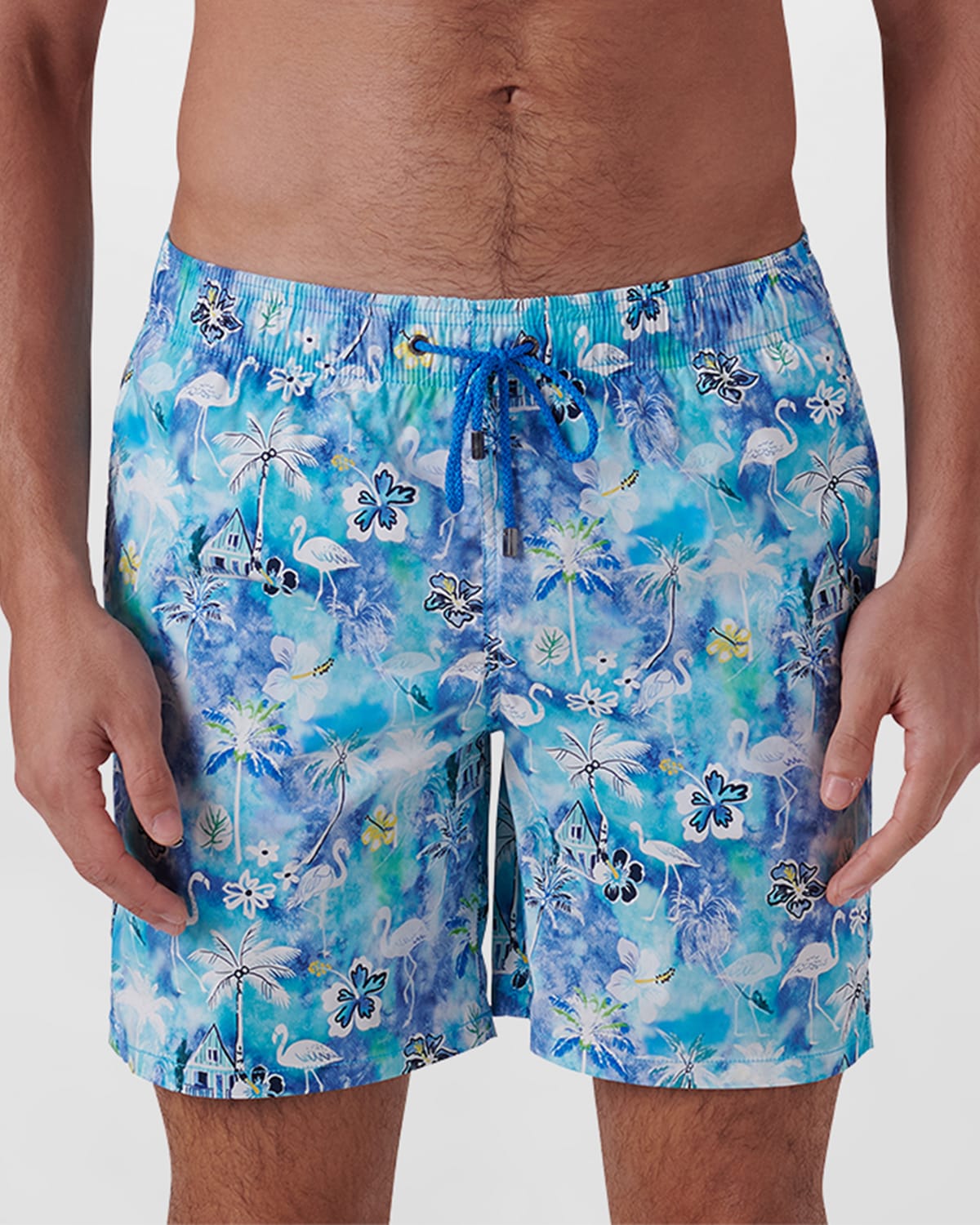 Bugatchi Men's Cosmo Quick-dry Printed Swim Trunks In Turquoise