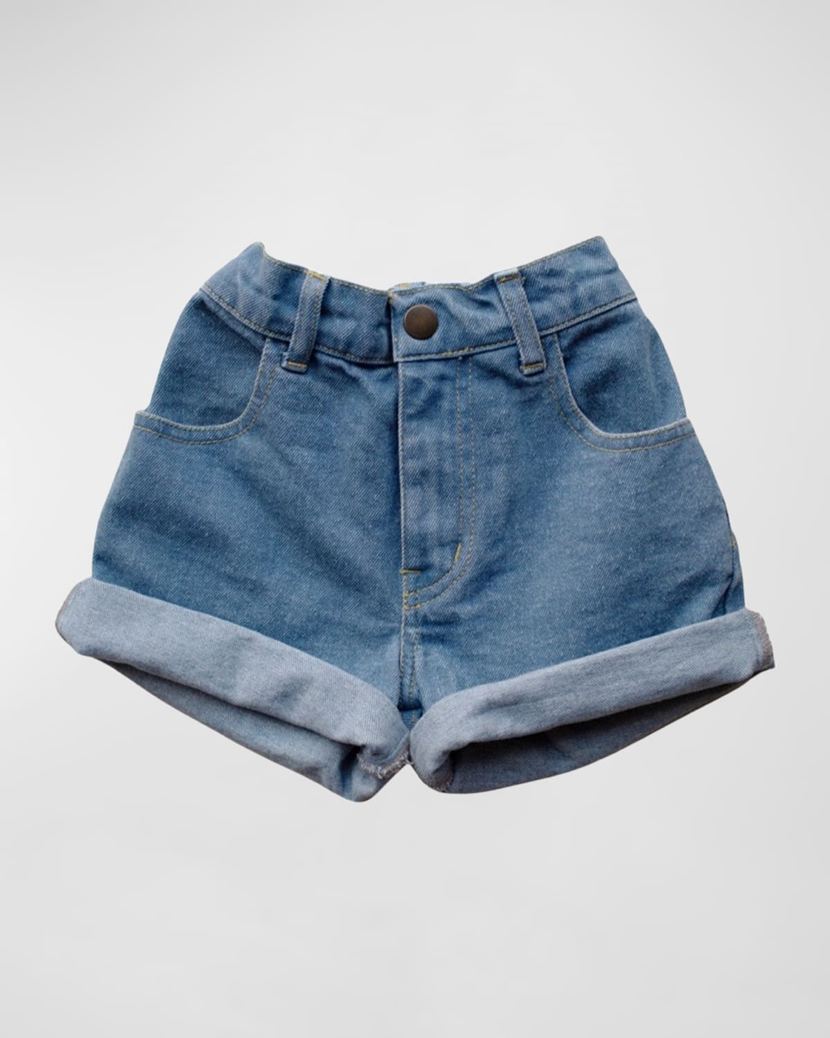 The Simple Folk Kid's Light Wash Denim Shorts In Light Denim