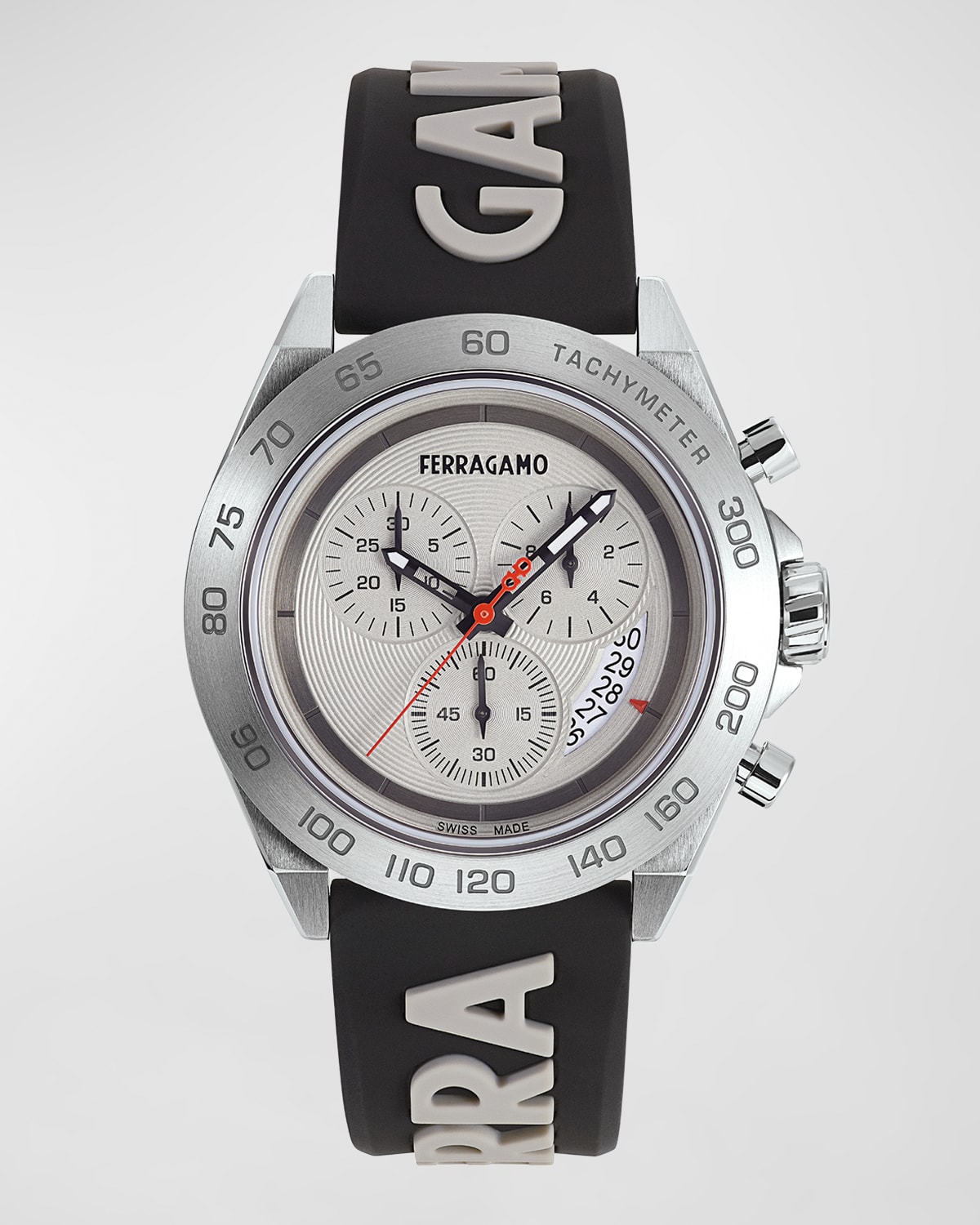 Shop Ferragamo Men's Urban Chrono Silicone Strap Watch, 43mm In Gray Black