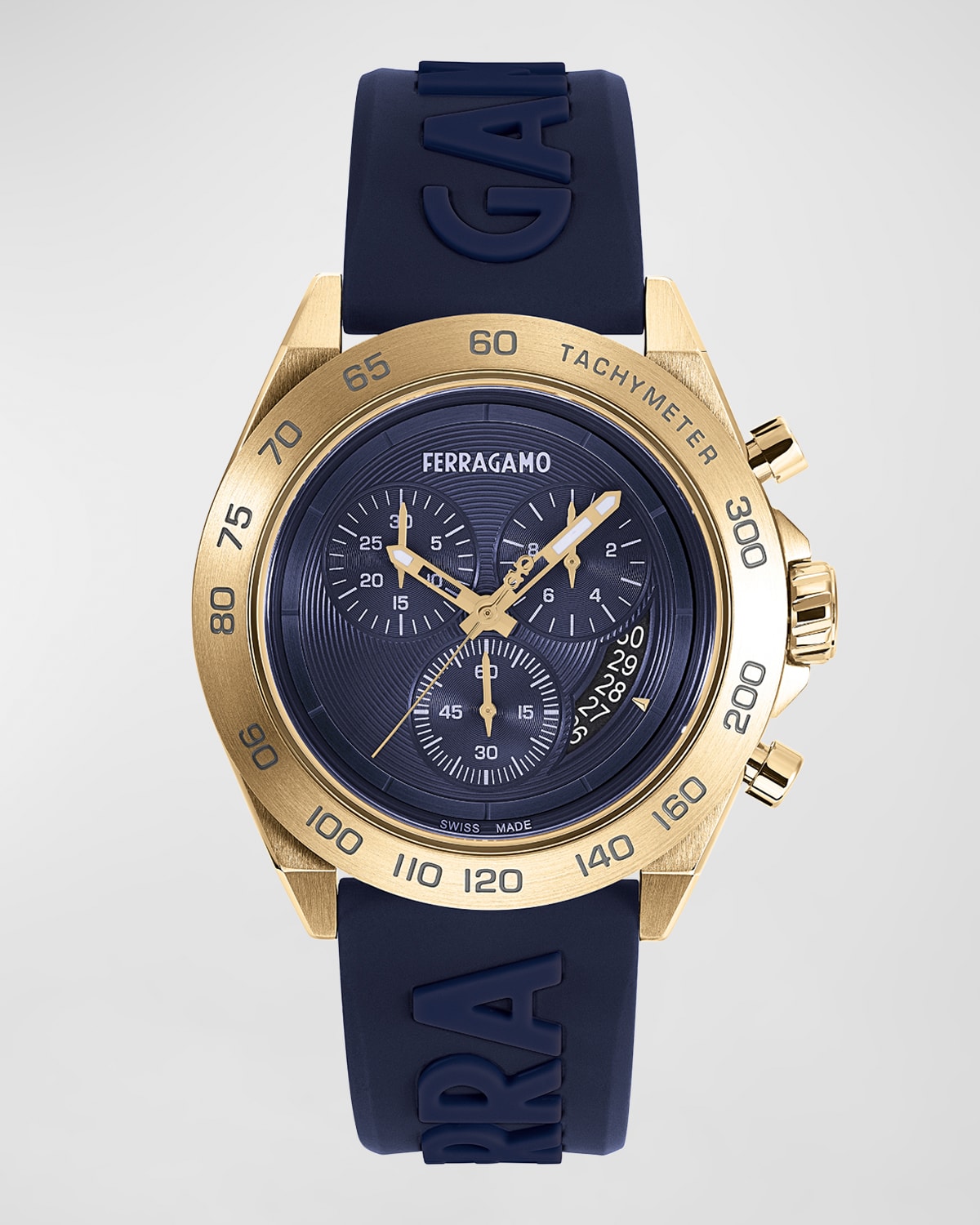 Shop Ferragamo Men's Urban Chrono Silicone Strap Watch, 43mm In Blue Blue