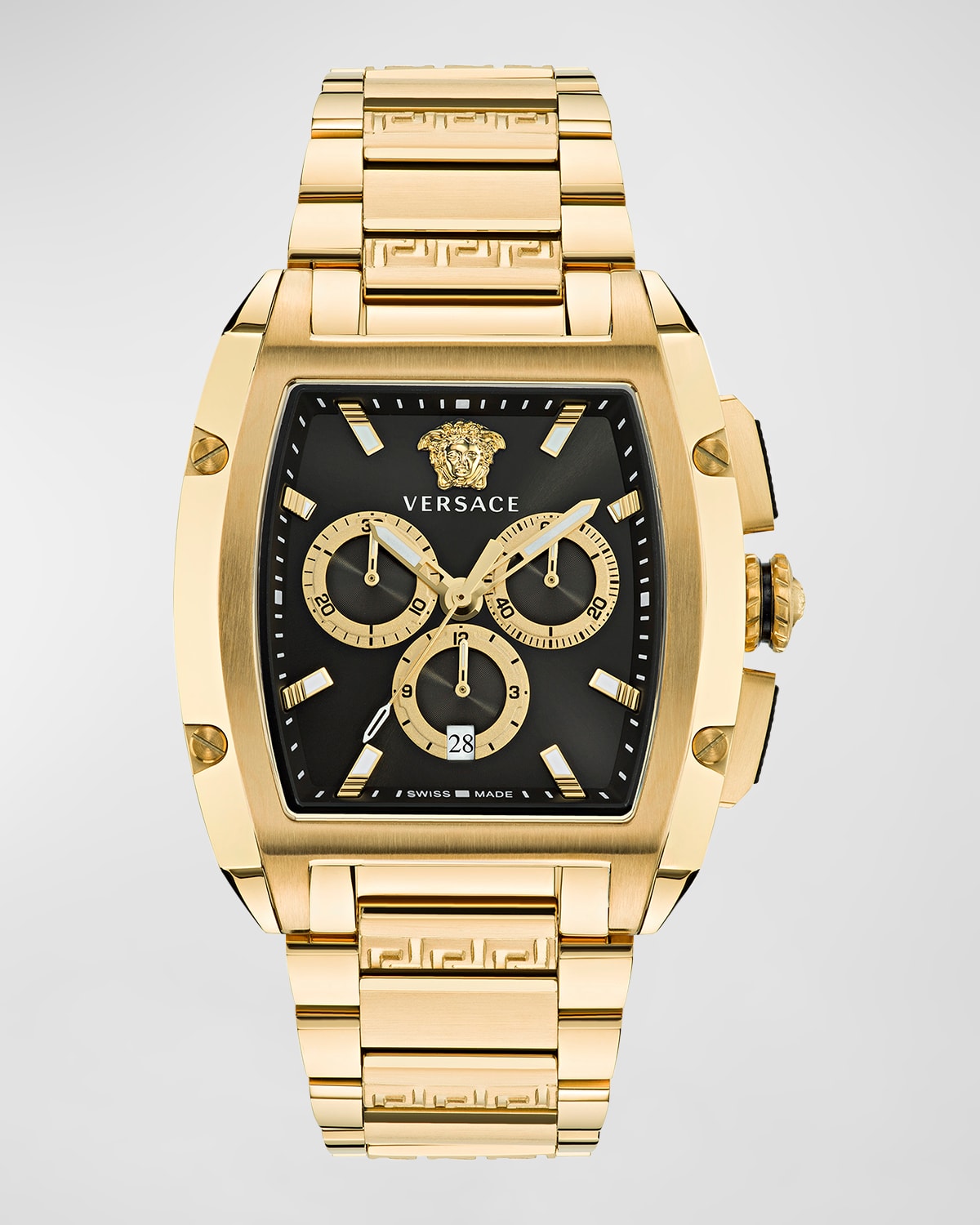 Shop Versace Men's Dominus Ip Yellow Gold Bracelet Watch, 42mm In Black Gold
