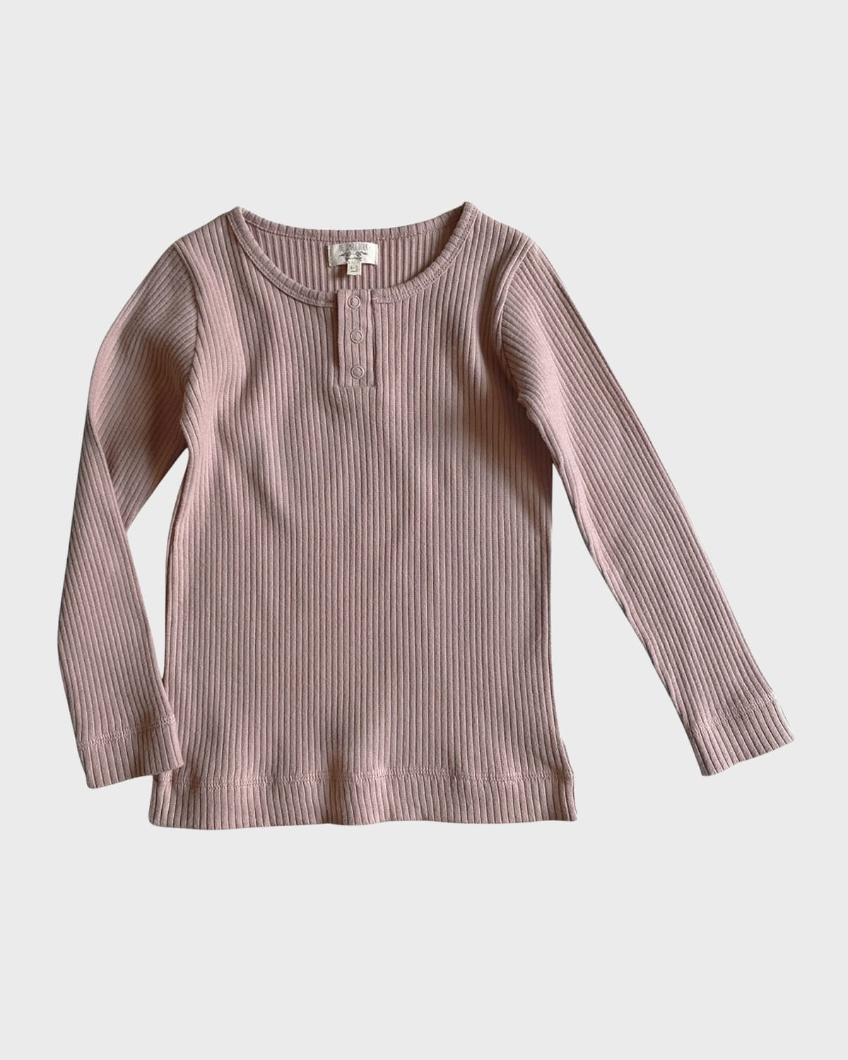 The Simple Folk Kids' Girl's The Ribbed Organic Linen Top In Antique Rose