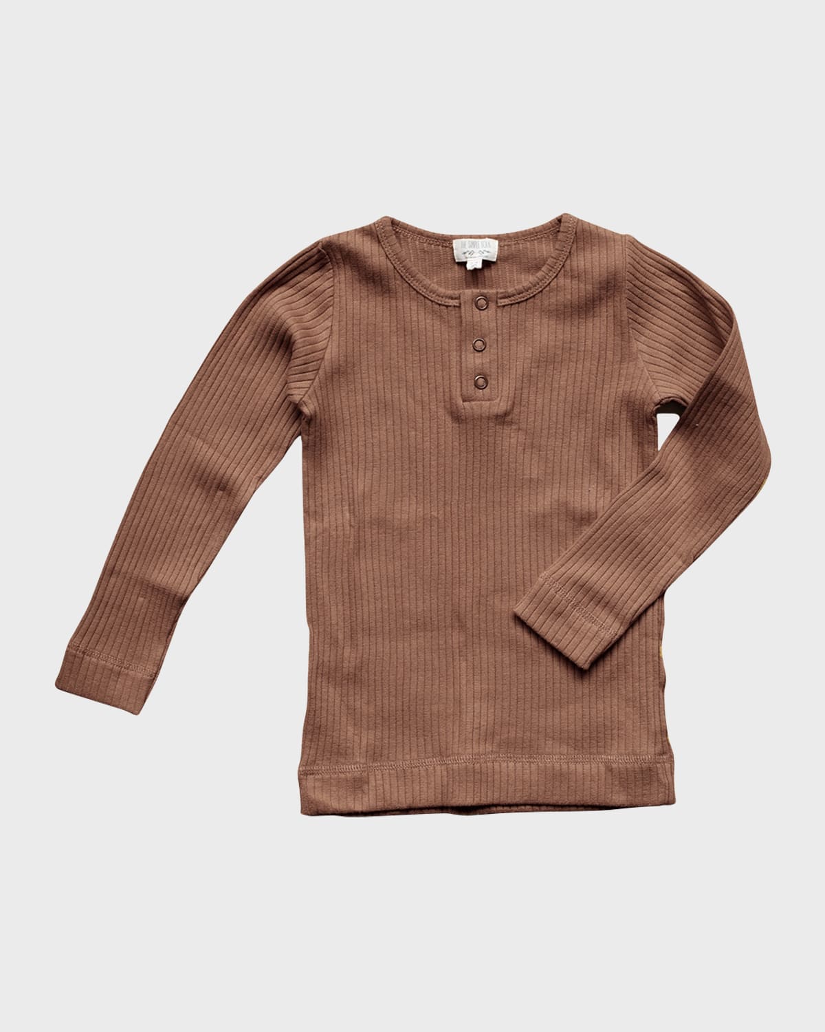The Simple Folk Kids' Girl's The Ribbed Organic Linen Top In Cinnamon