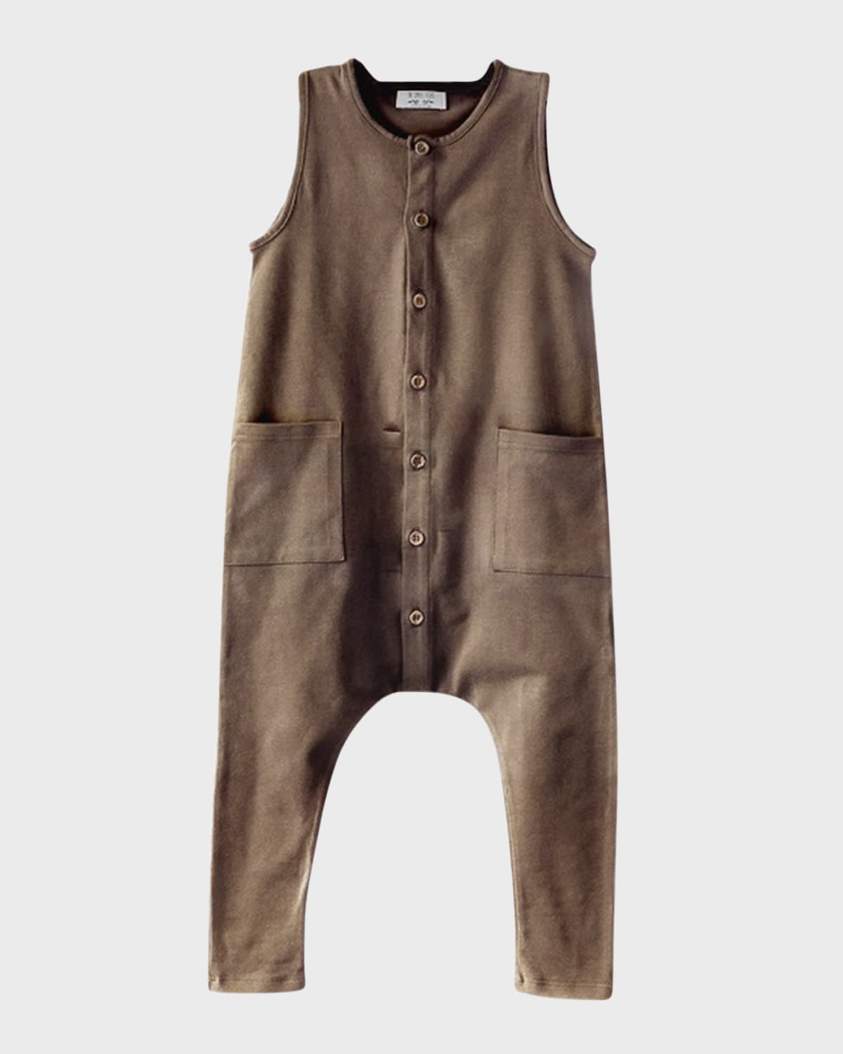The Simple Folk Kids' Girl's The Free Range Organic Cotton Playsuit In Walnut