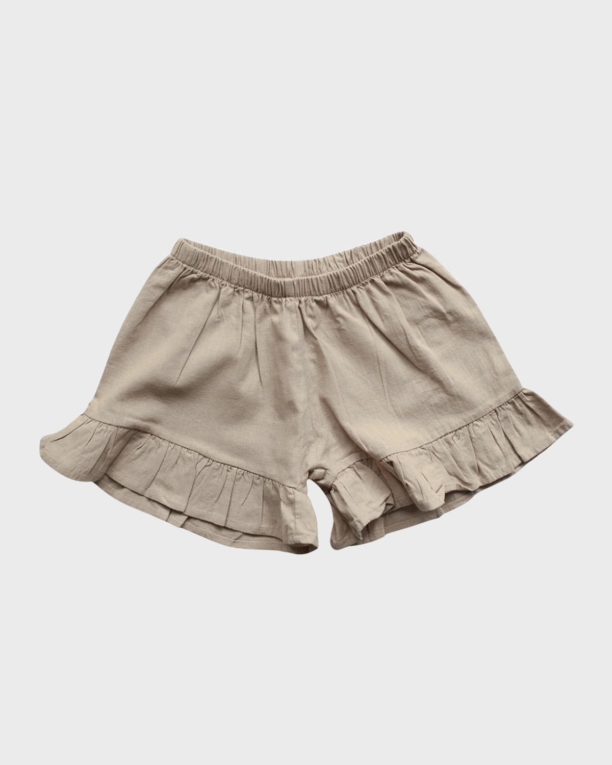 The Simple Folk Kids' Girl's The Frill Linen Shorts In Oatmeal