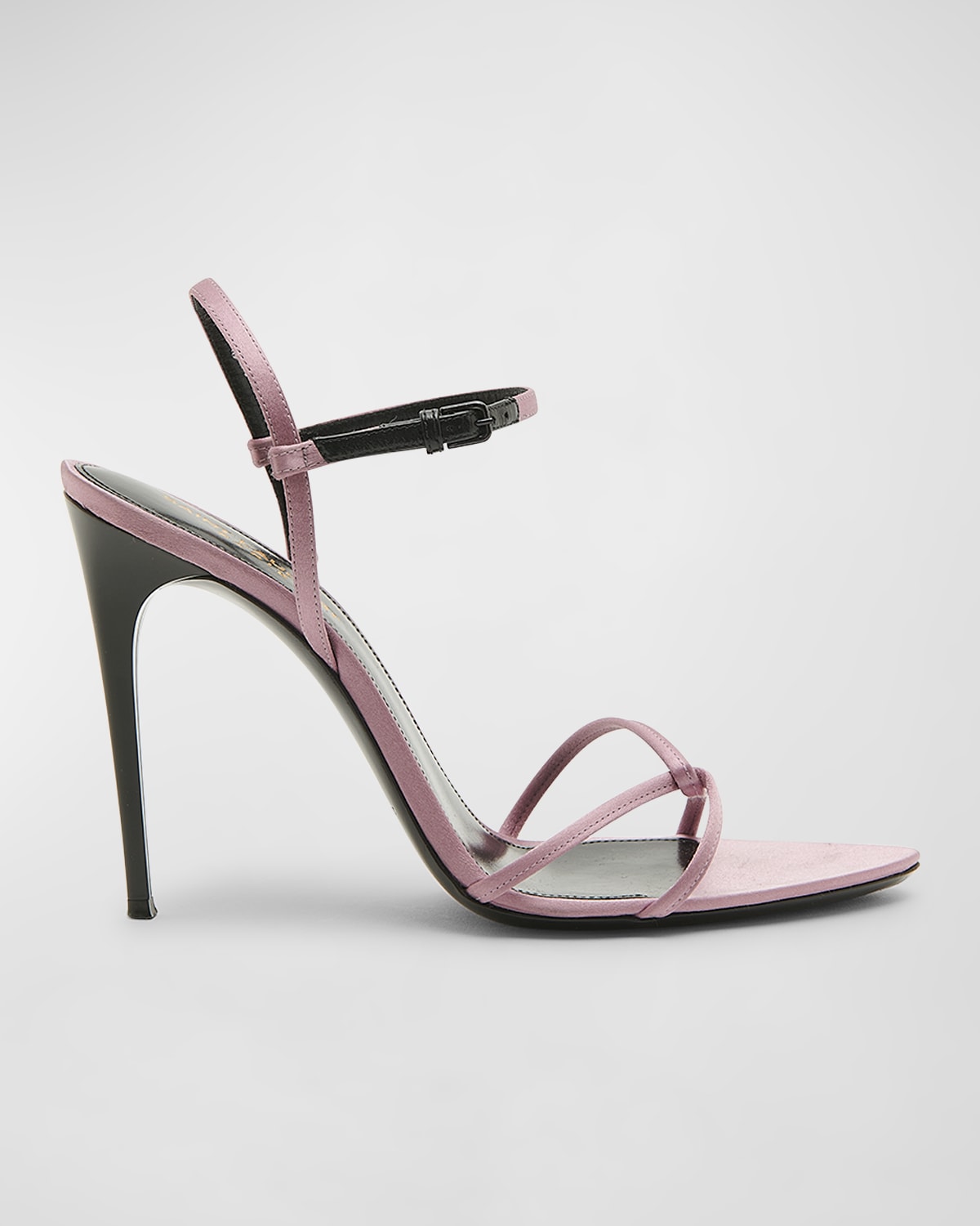 Saint Laurent Gippy Silk Ankle-strap Sandals In Ancient Pink 6902